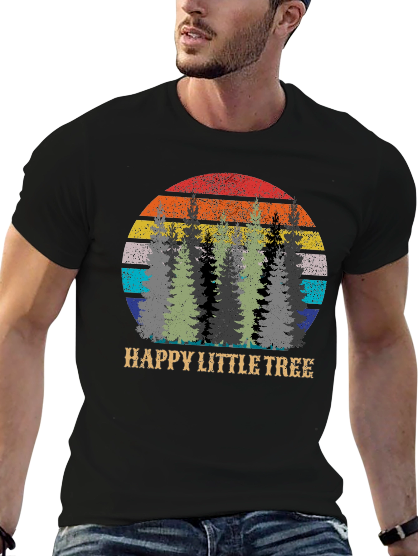 Happy Little Tree Graphic Tee - Retro Style