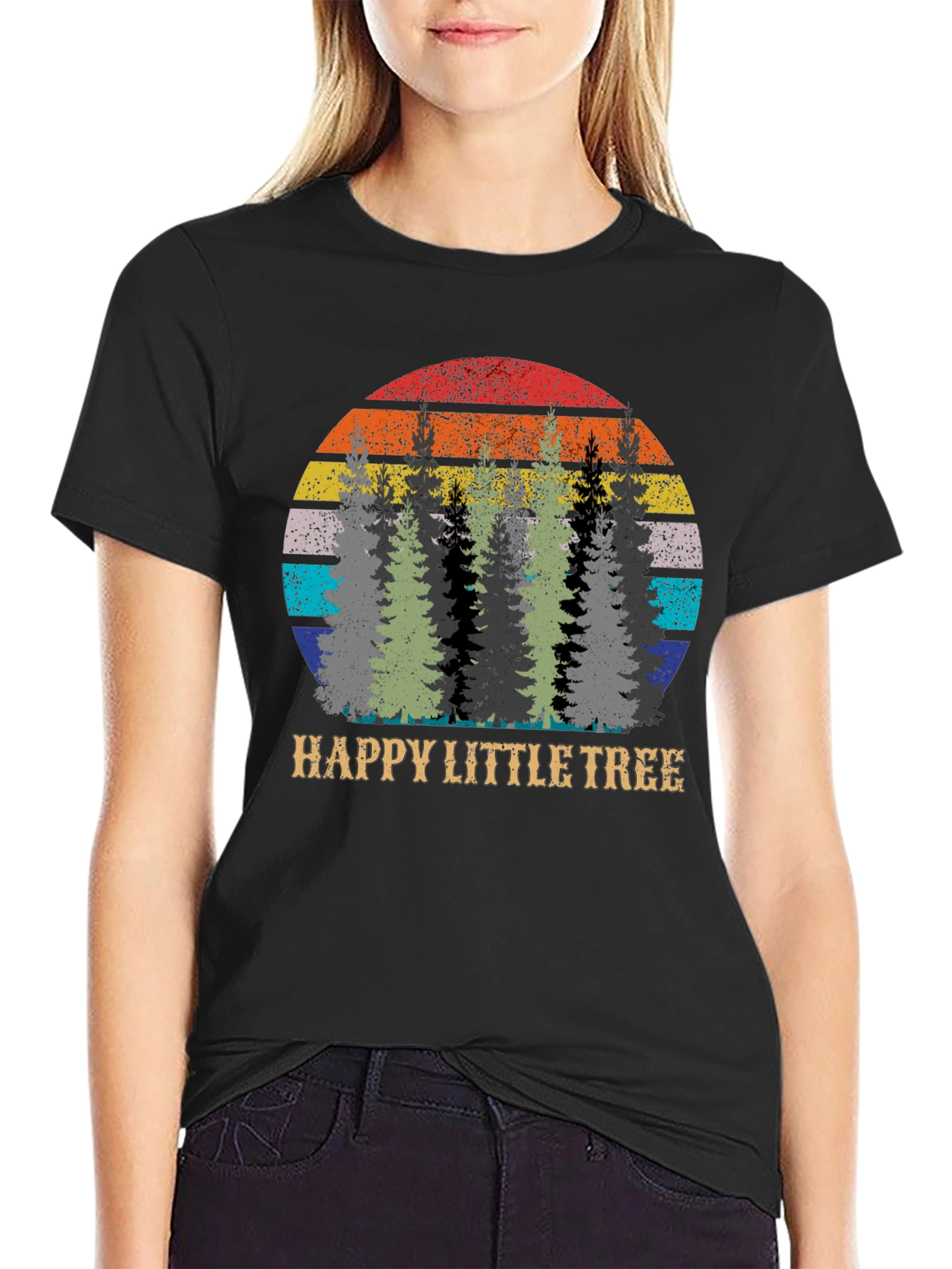 Happy Little Tree Graphic Tee - Retro Style