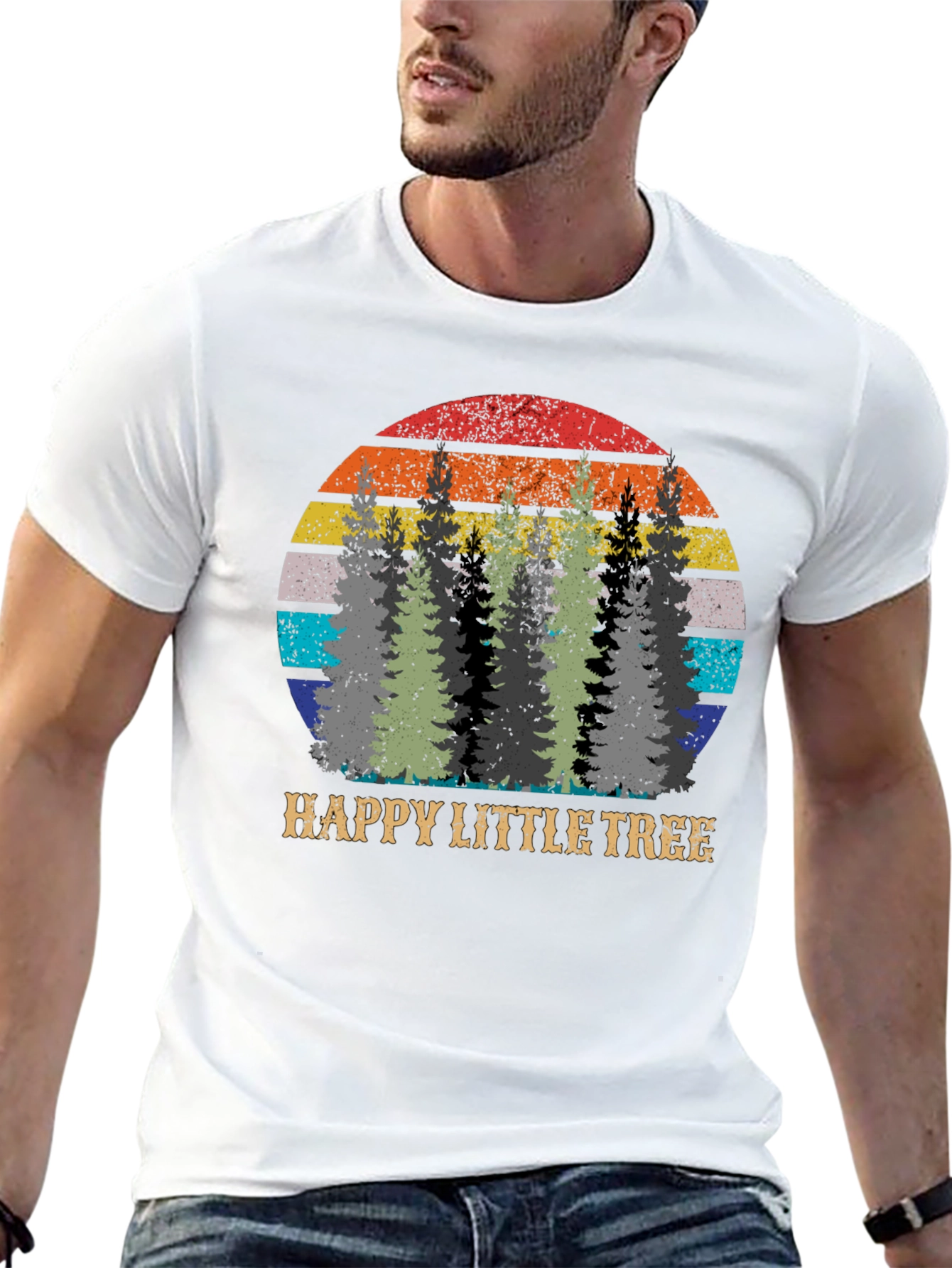 Happy Little Tree Graphic Tee - Retro Style
