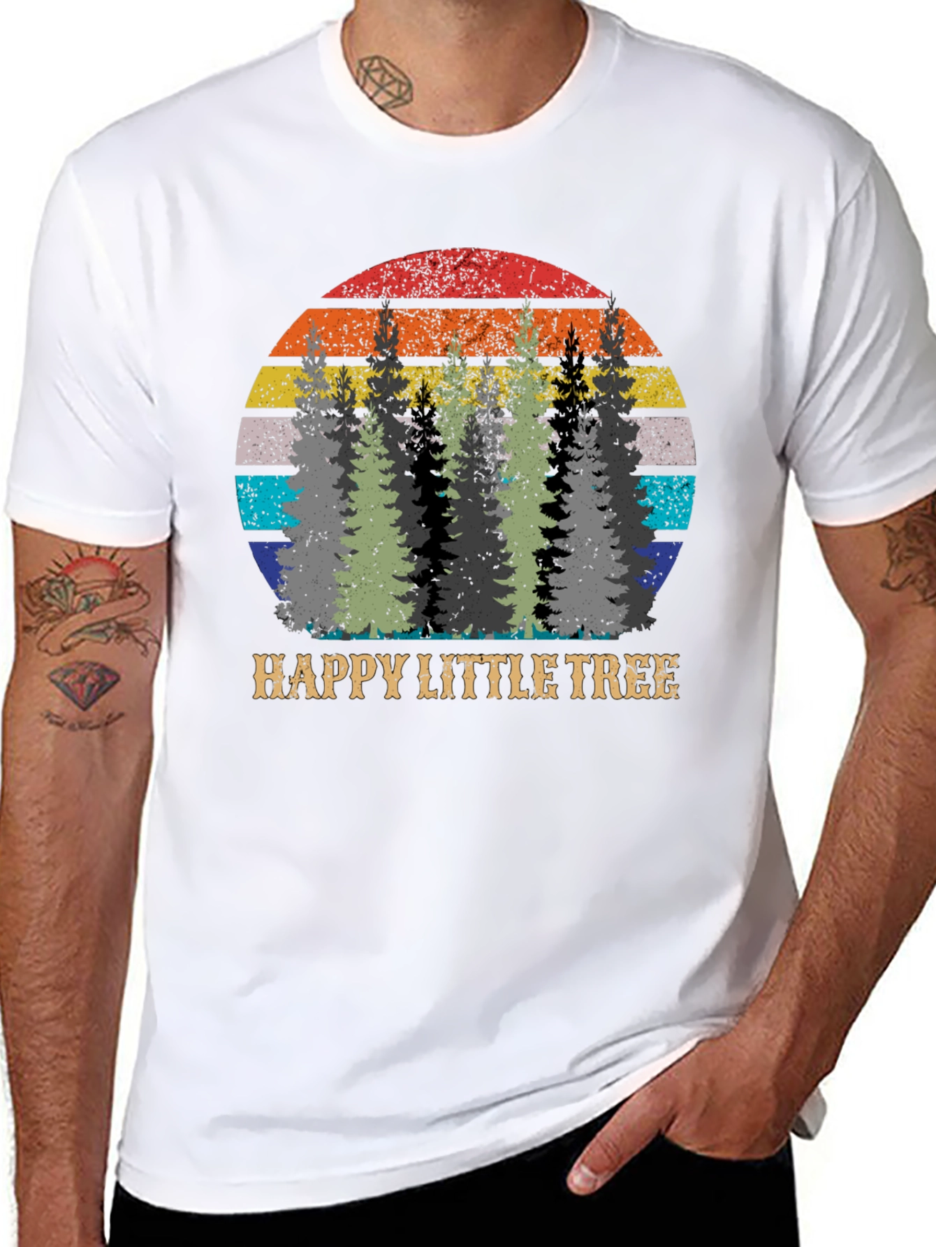 Happy Little Tree Graphic Tee - Retro Style