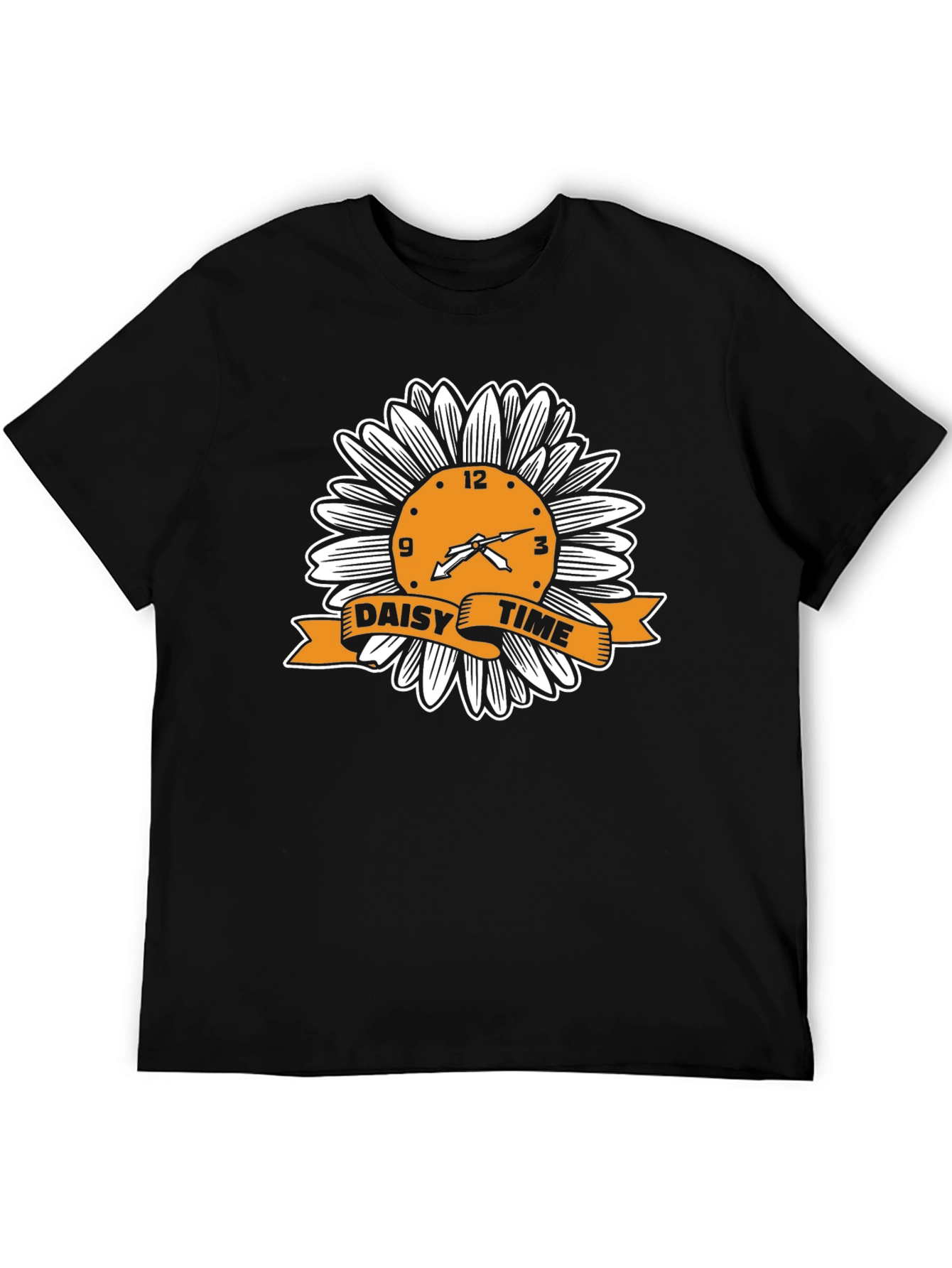 Daisy Time Graphic Tee - Black Cotton T-Shirt