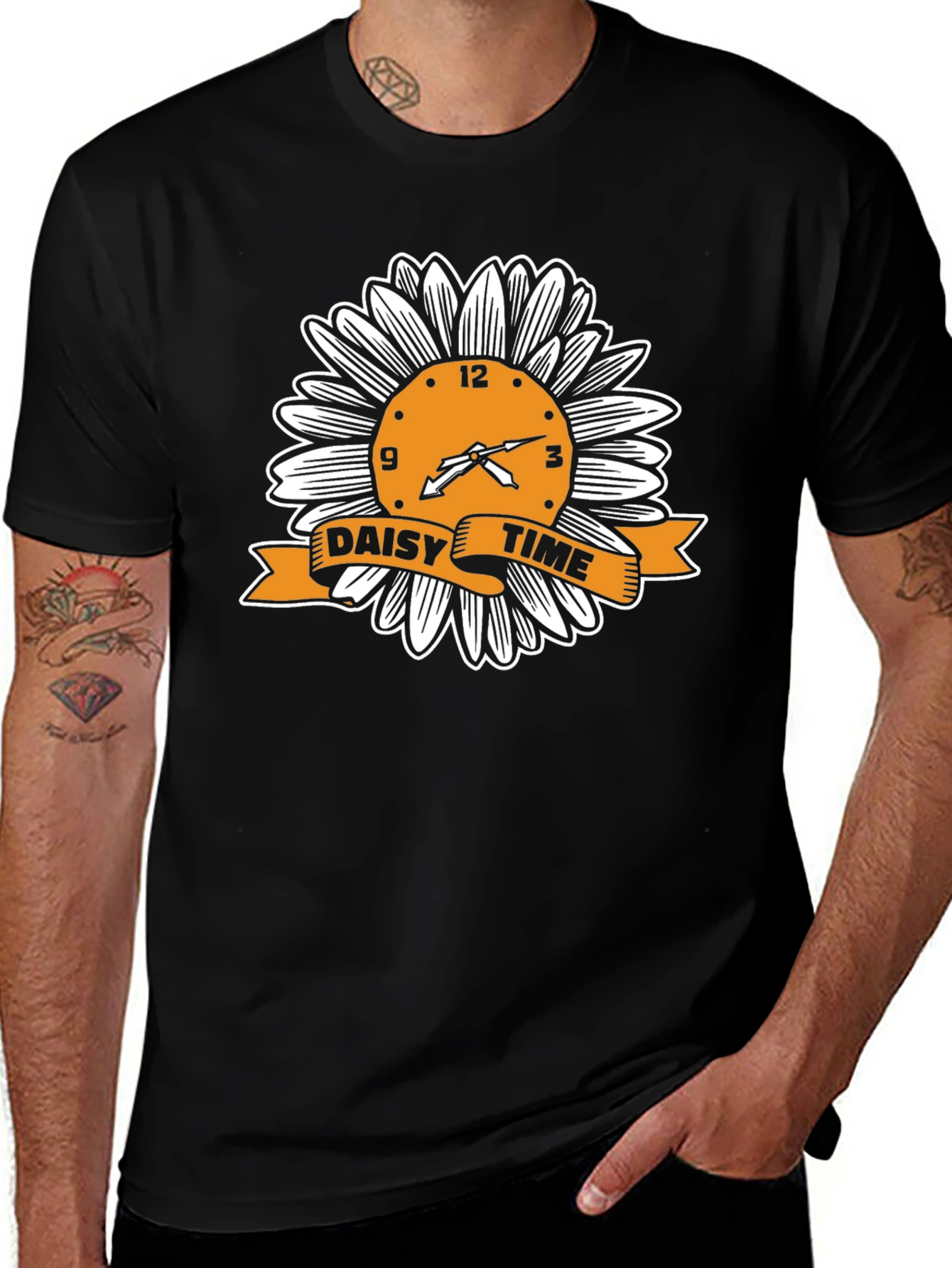 Daisy Time Graphic Tee - Black Cotton T-Shirt
