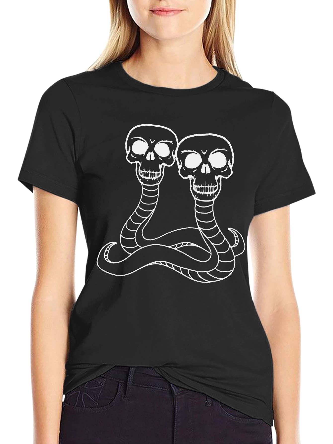 Skull Snake Graphic Tee - Black