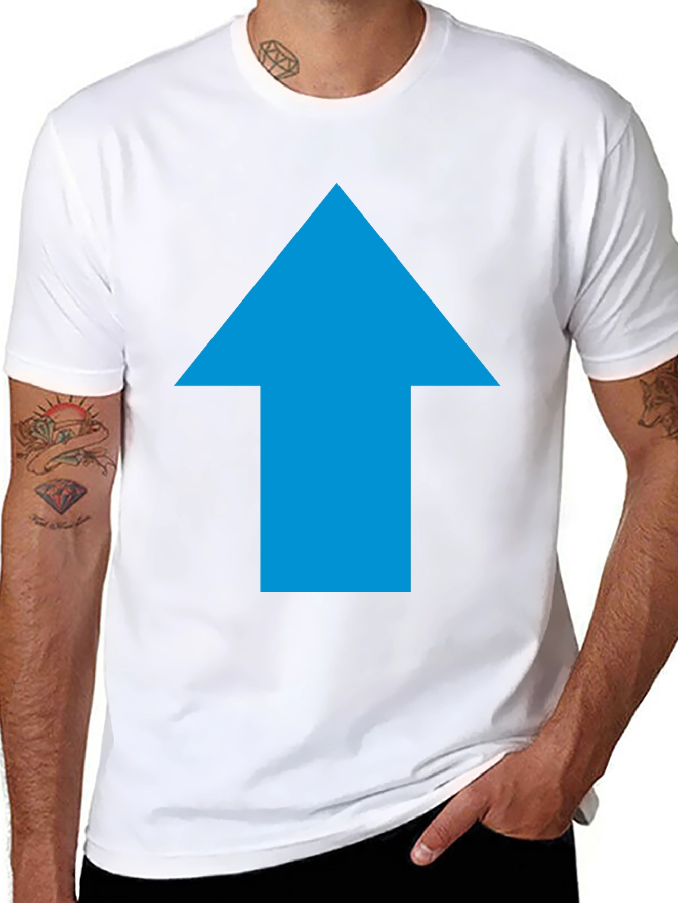Upward Blue Arrow Graphic Black Tee
