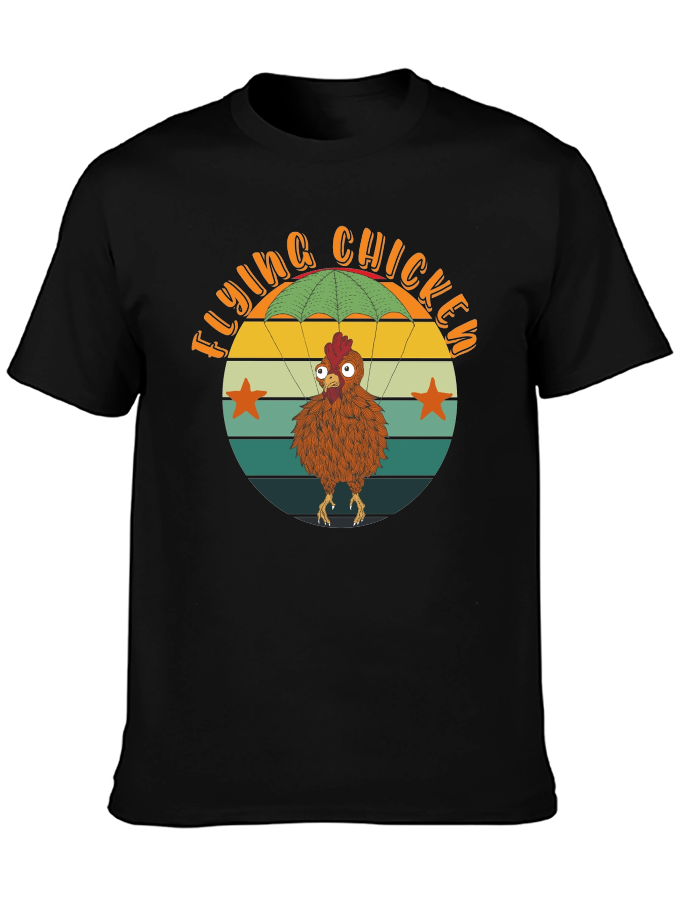 Flying Chicken T-Shirt - Funny Parachute Chicken Tee