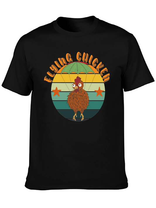Flying Chicken T-Shirt - Funny Parachute Chicken Tee