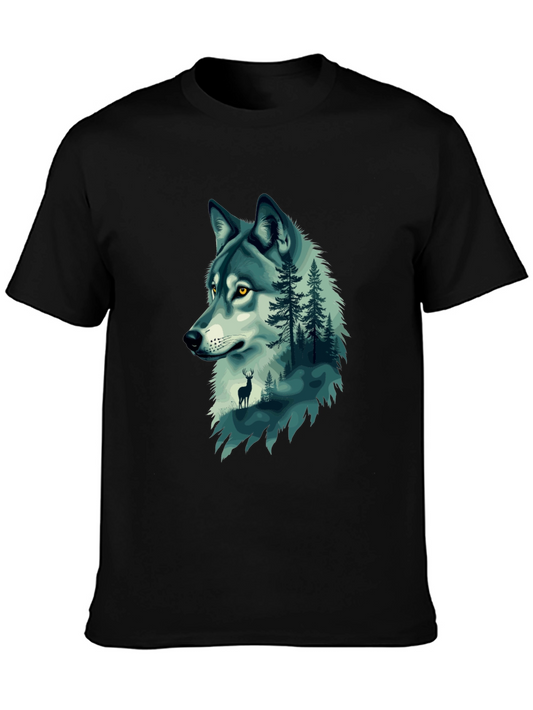 Wolf & Forest Graphic Tee - Nature Lovers Black T-Shirt