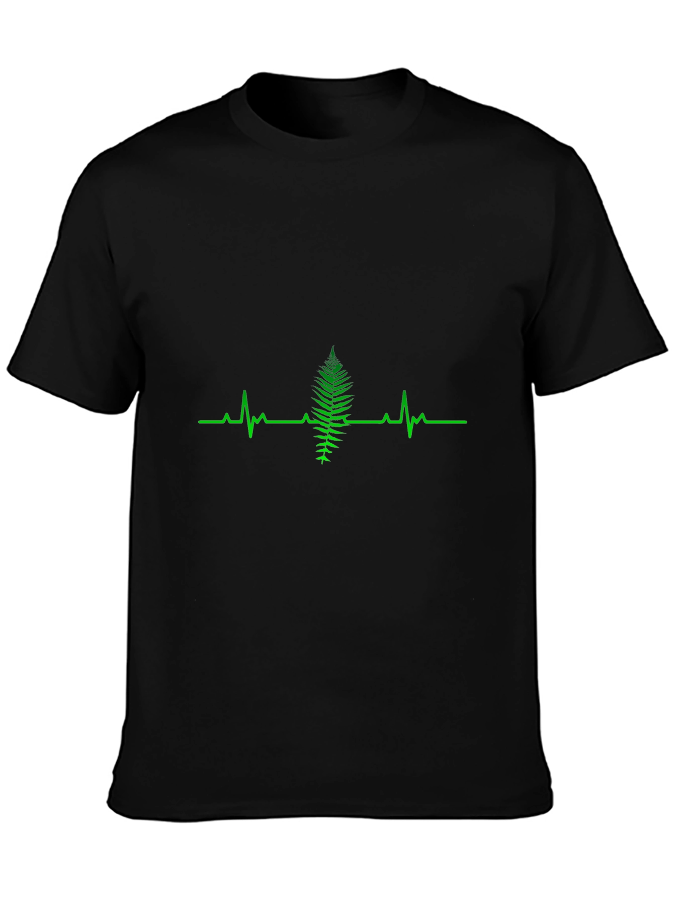 Fern Heartbeat Graphic Tee - Black Cotton T-Shirt
