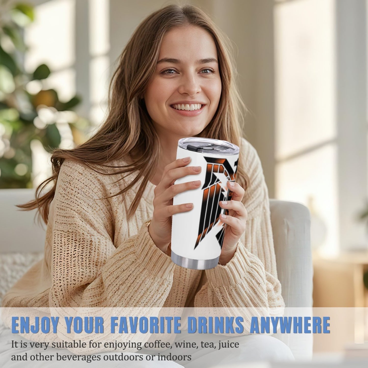 Leak-Proof Insulated Beverage Tumbler - Stainless Steel Graphic Print Cup