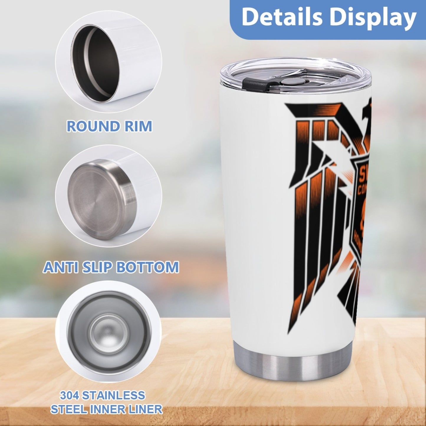 Leak-Proof Insulated Beverage Tumbler - Stainless Steel Graphic Print Cup