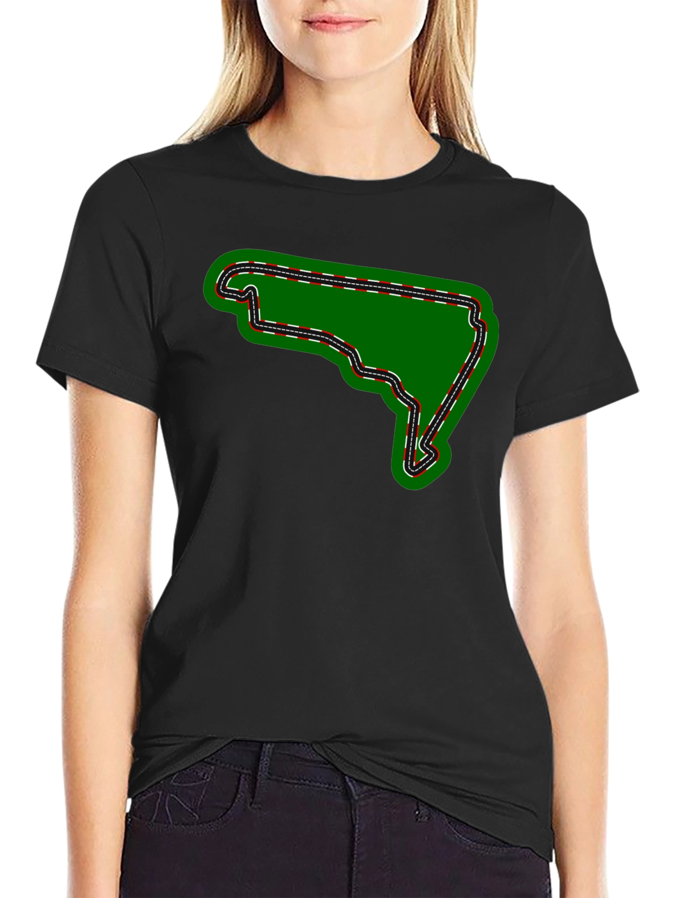 Race Track Graphic Tee - Black Cotton T-Shirt