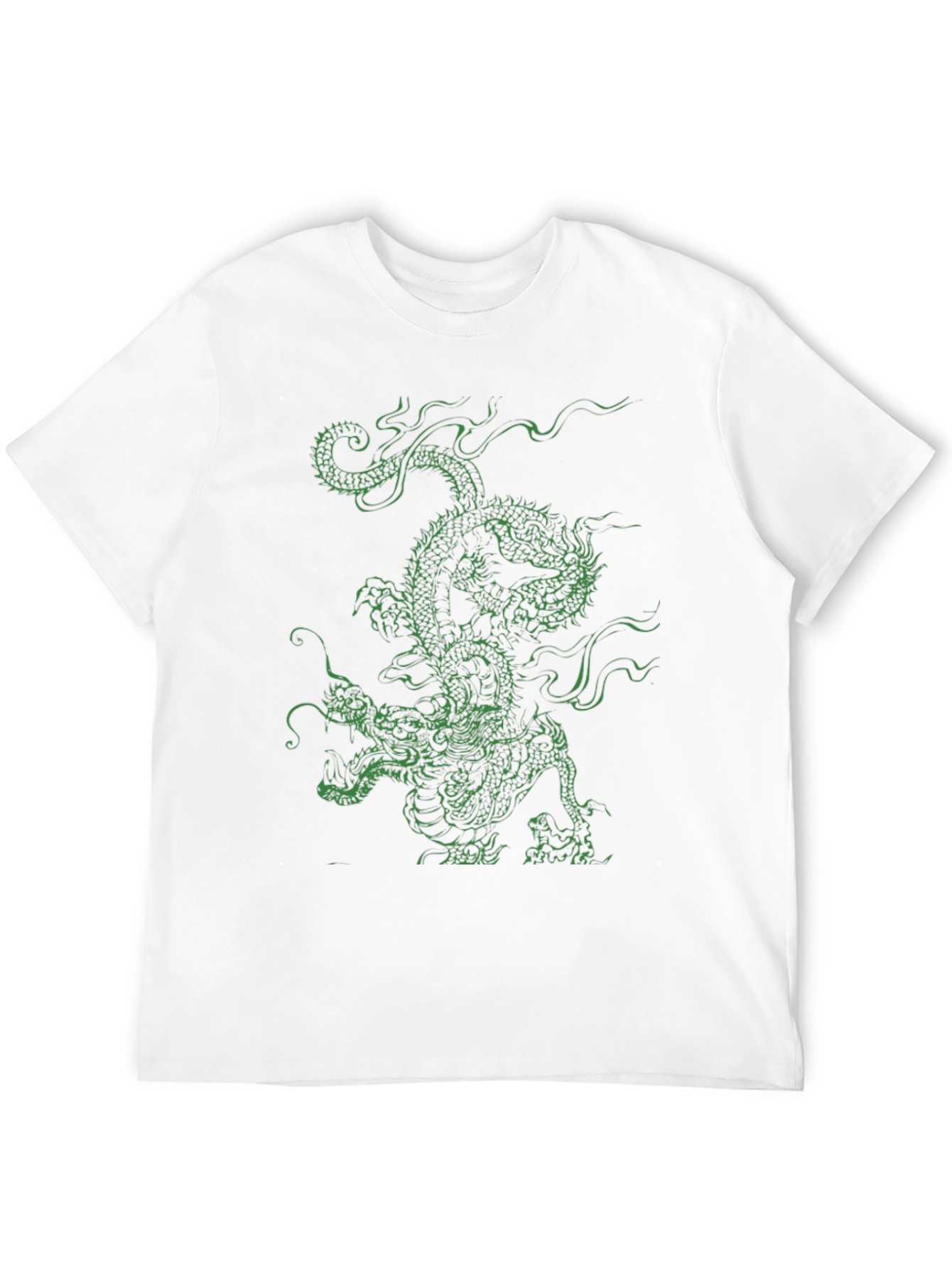 Green Dragon Graphic Tee - Black Cotton T-Shirt