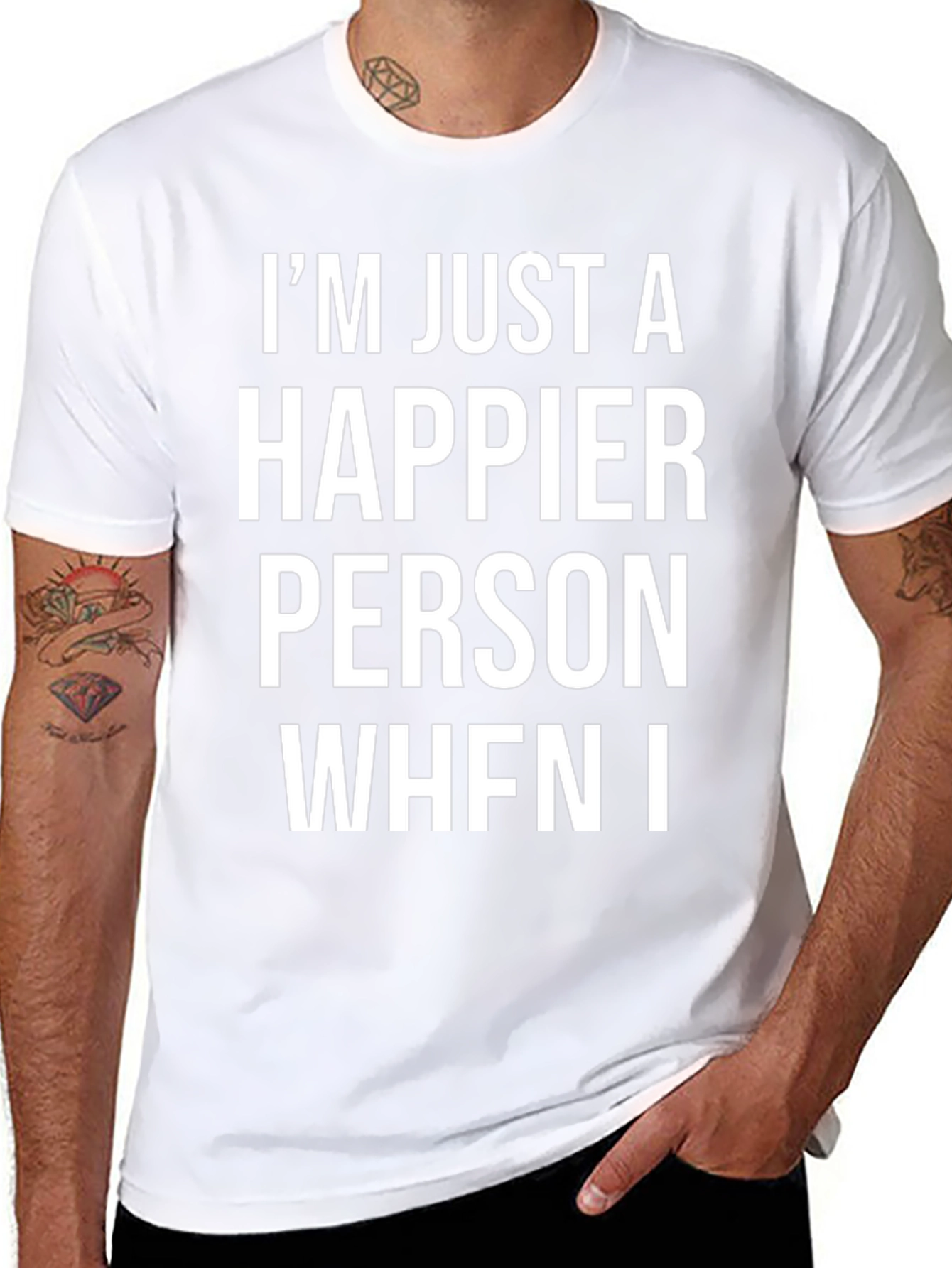 Happier Person Graphic Tee - Black Cotton T-Shirt