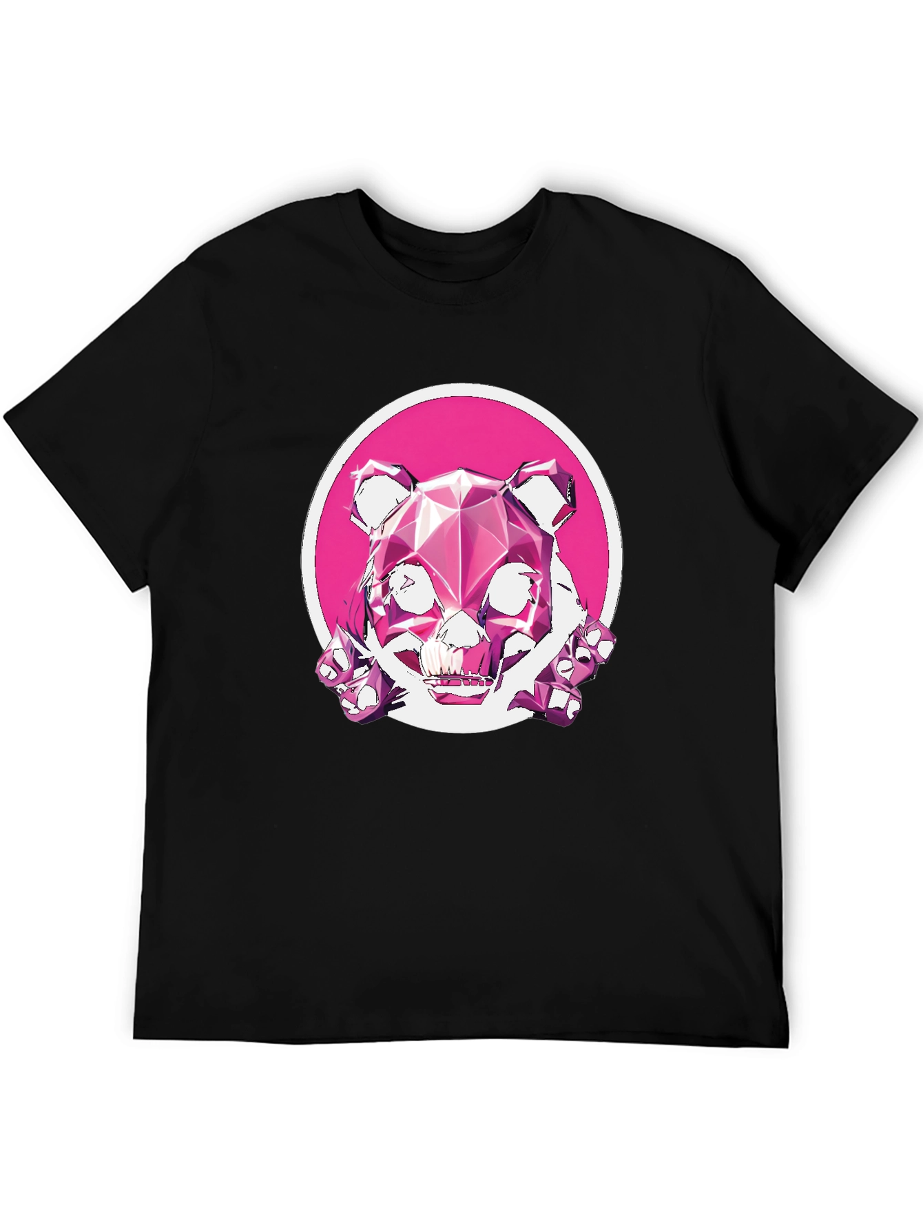 Abstract Geometric Pink Bear Graphic Tee