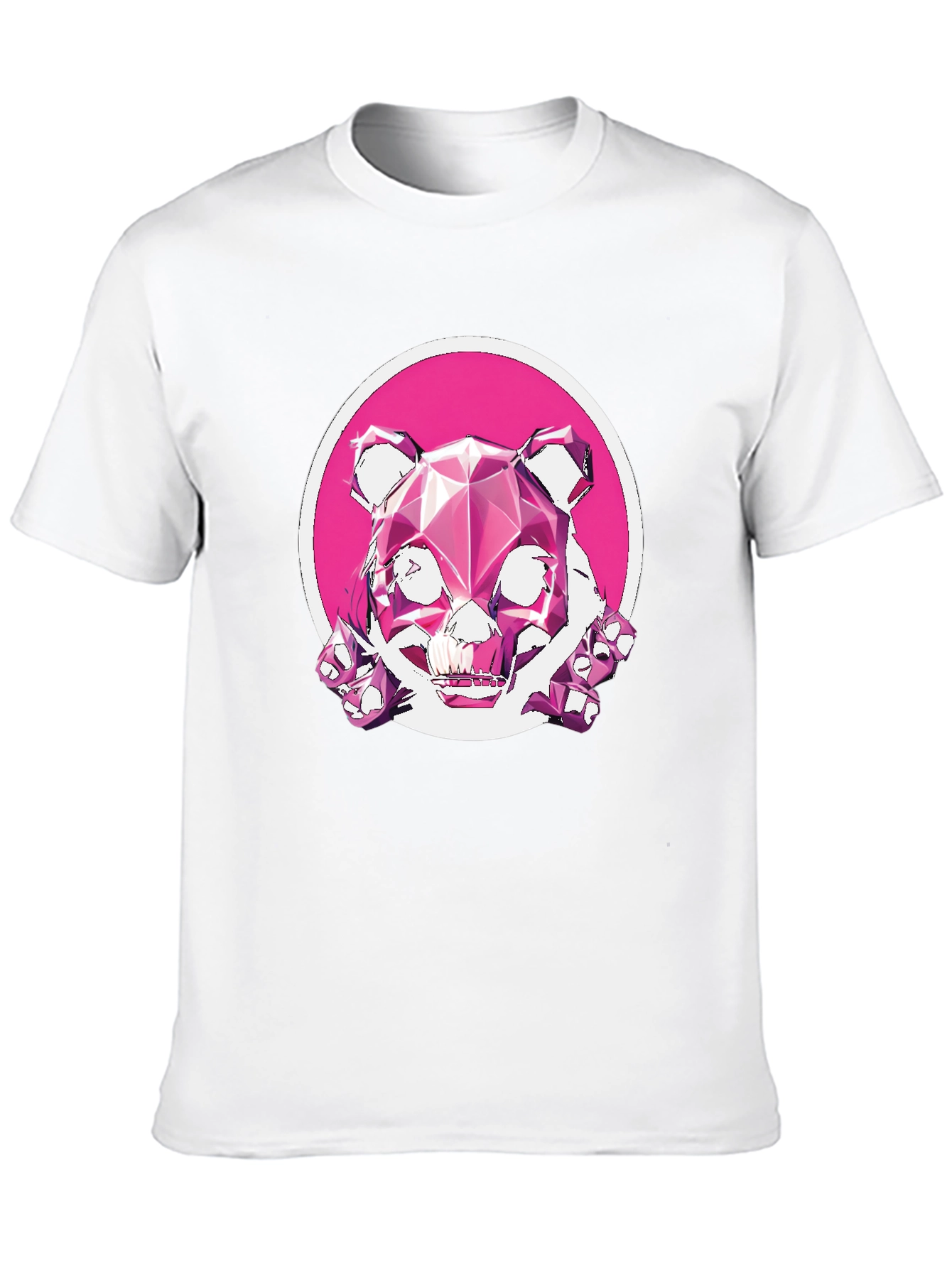 Abstract Geometric Pink Bear Graphic Tee