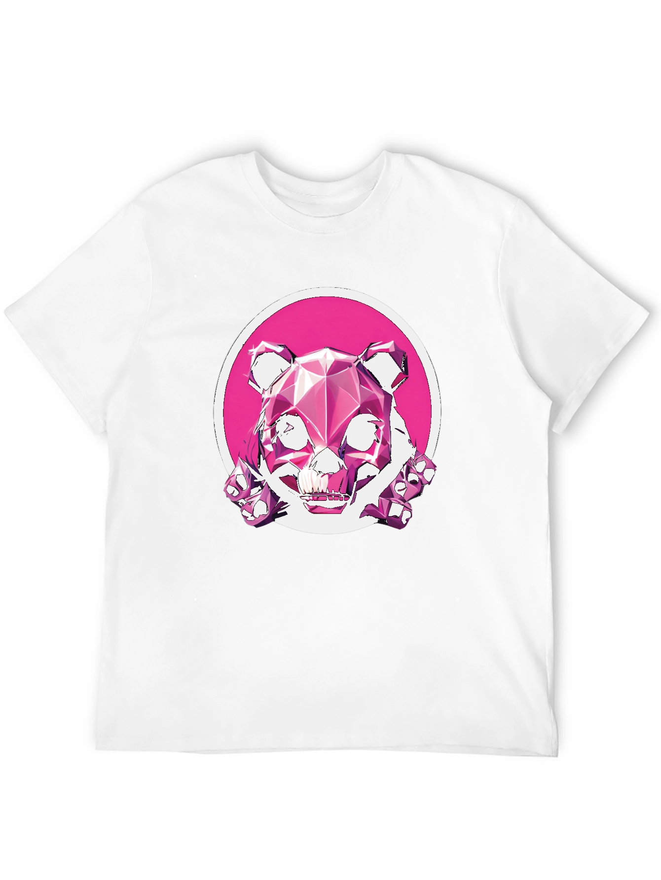 Abstract Geometric Pink Bear Graphic Tee