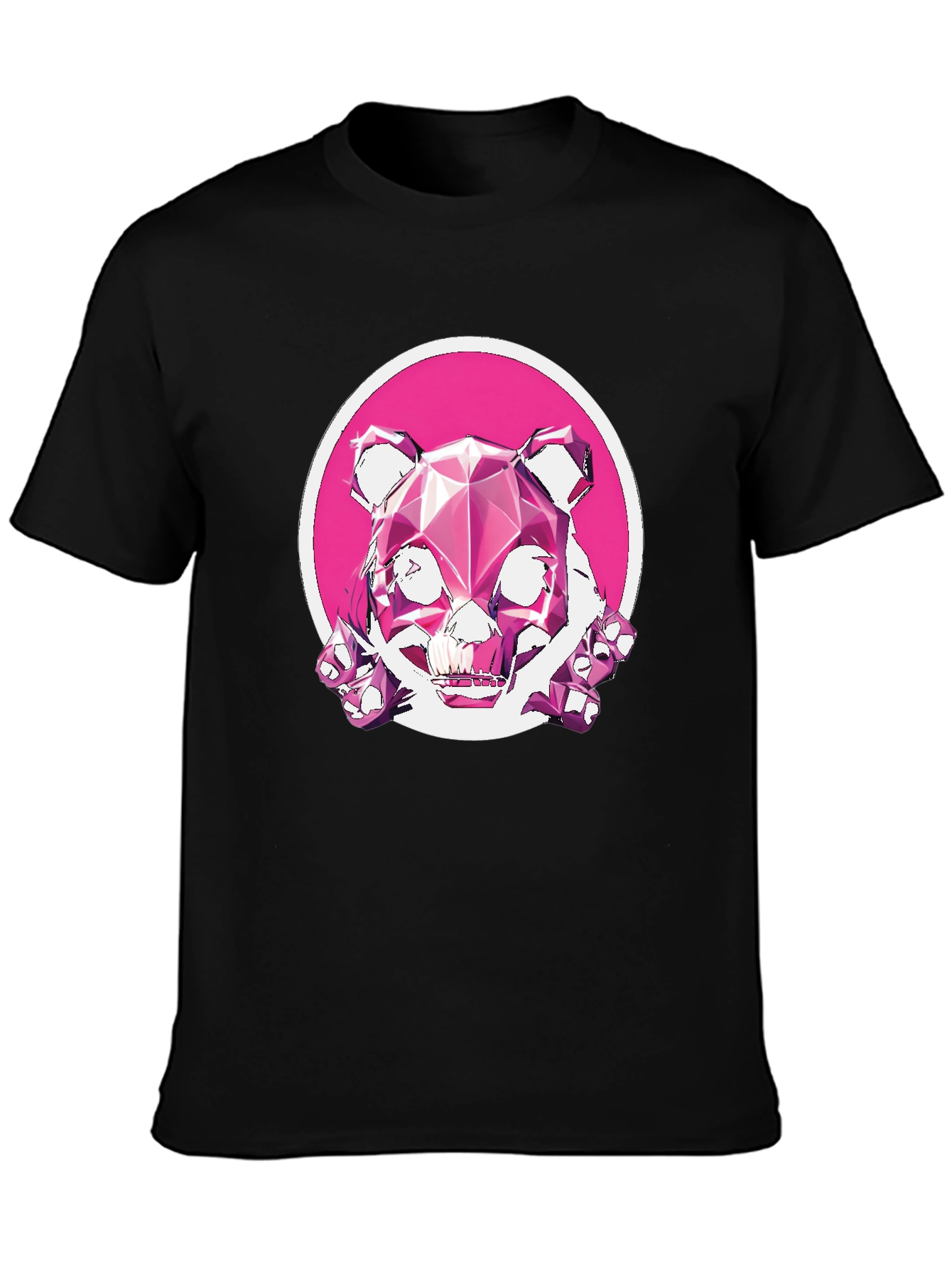 Abstract Geometric Pink Bear Graphic Tee