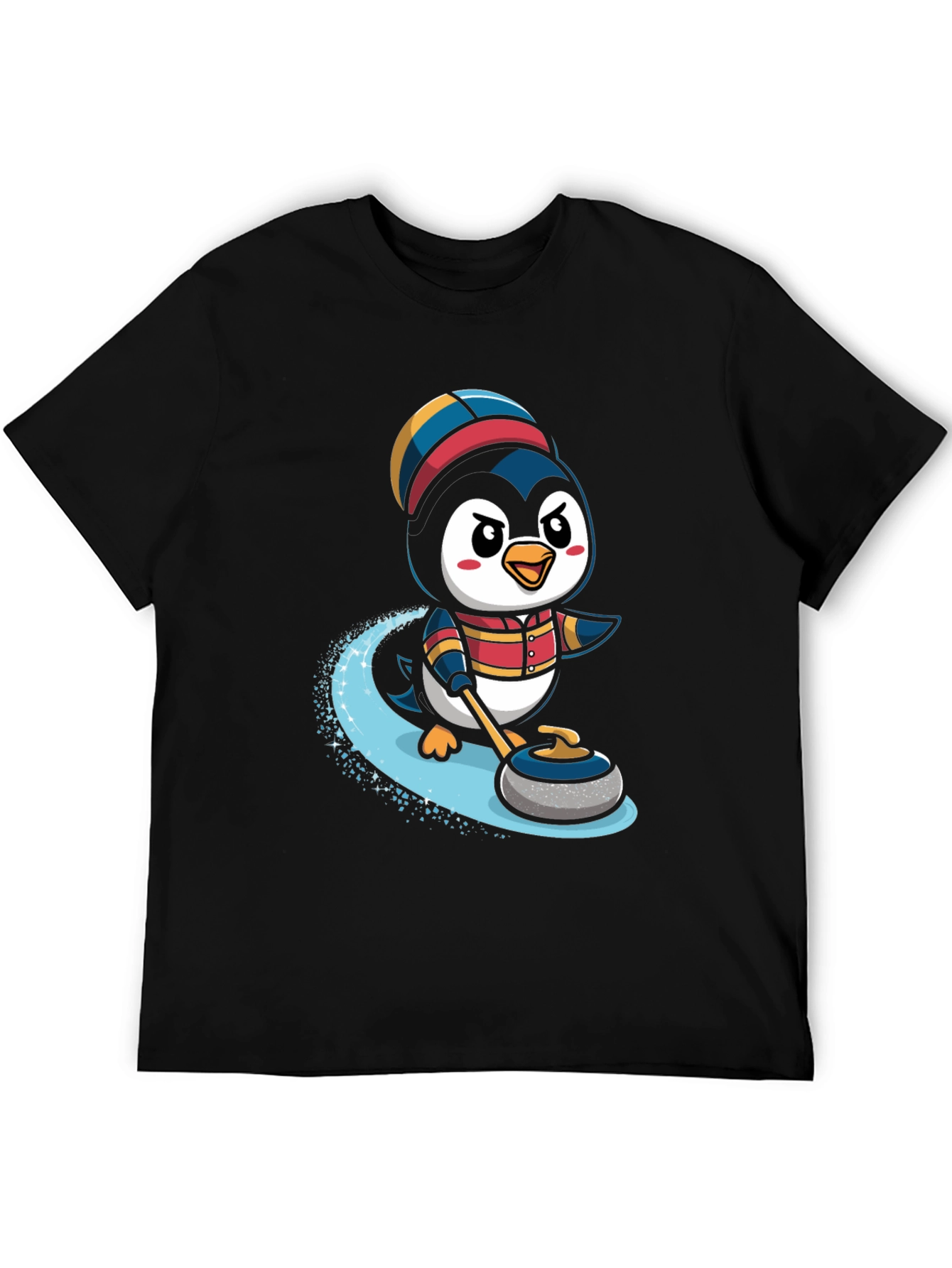 Penguin Curling T-Shirt - Cute Cartoon Design