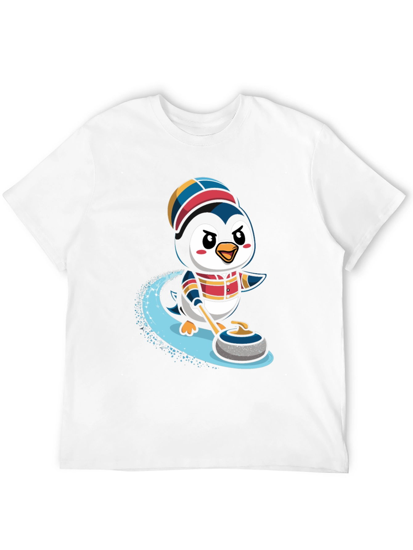 Penguin Curling T-Shirt - Cute Cartoon Design