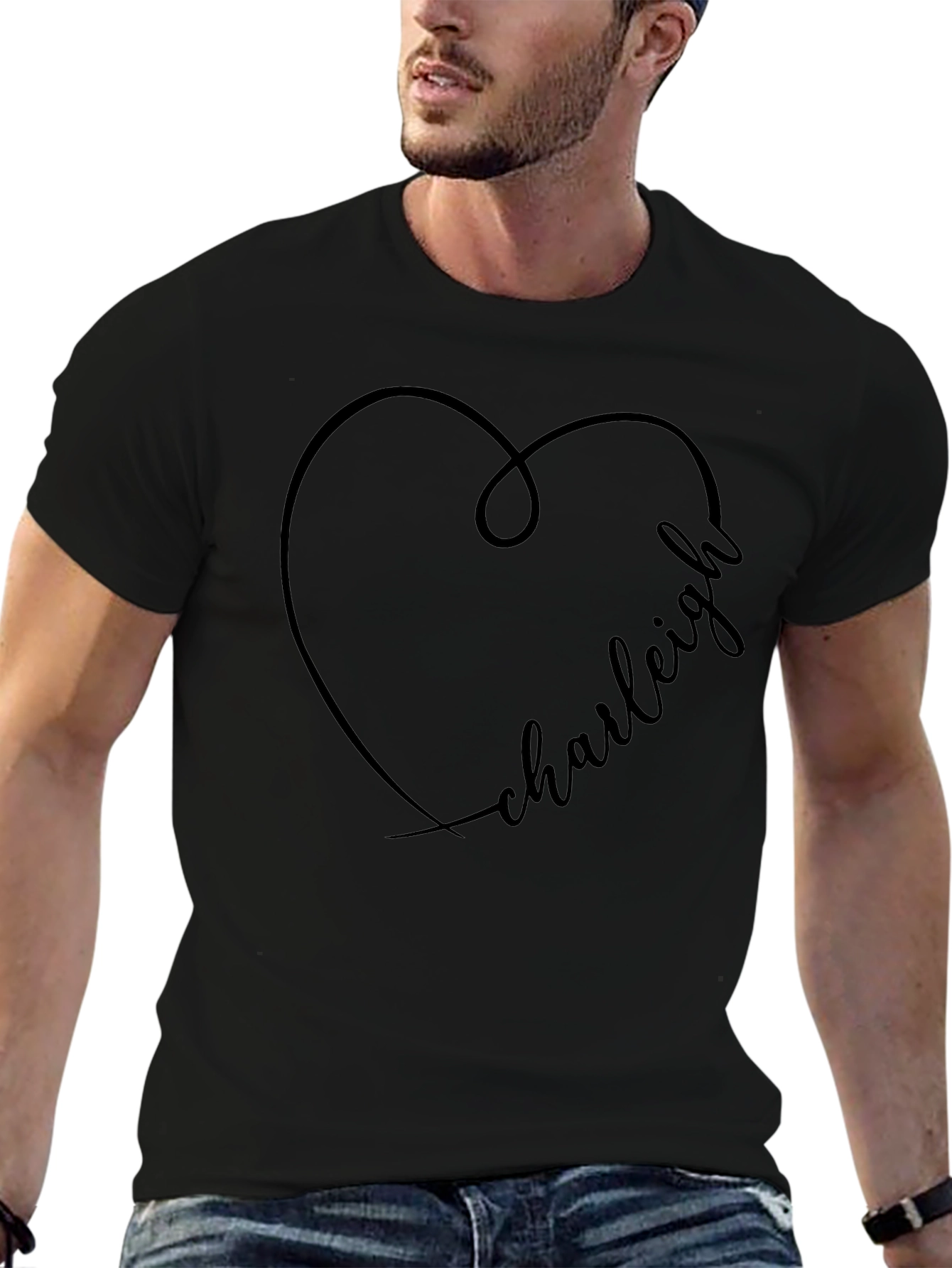 Charleigh Heart Graphic Tee - Stylish Black T-Shirt
