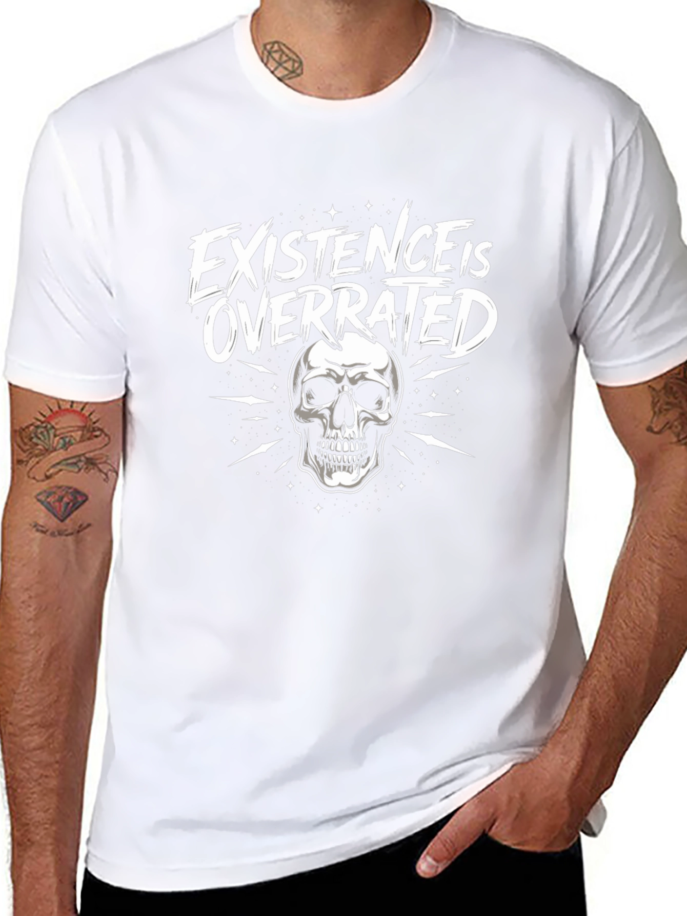 Existence is Overrated Skull Graphic T-Shirt