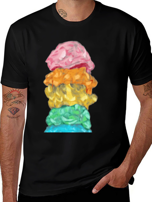 Colorful Ice Cream Cone Graphic T-Shirt