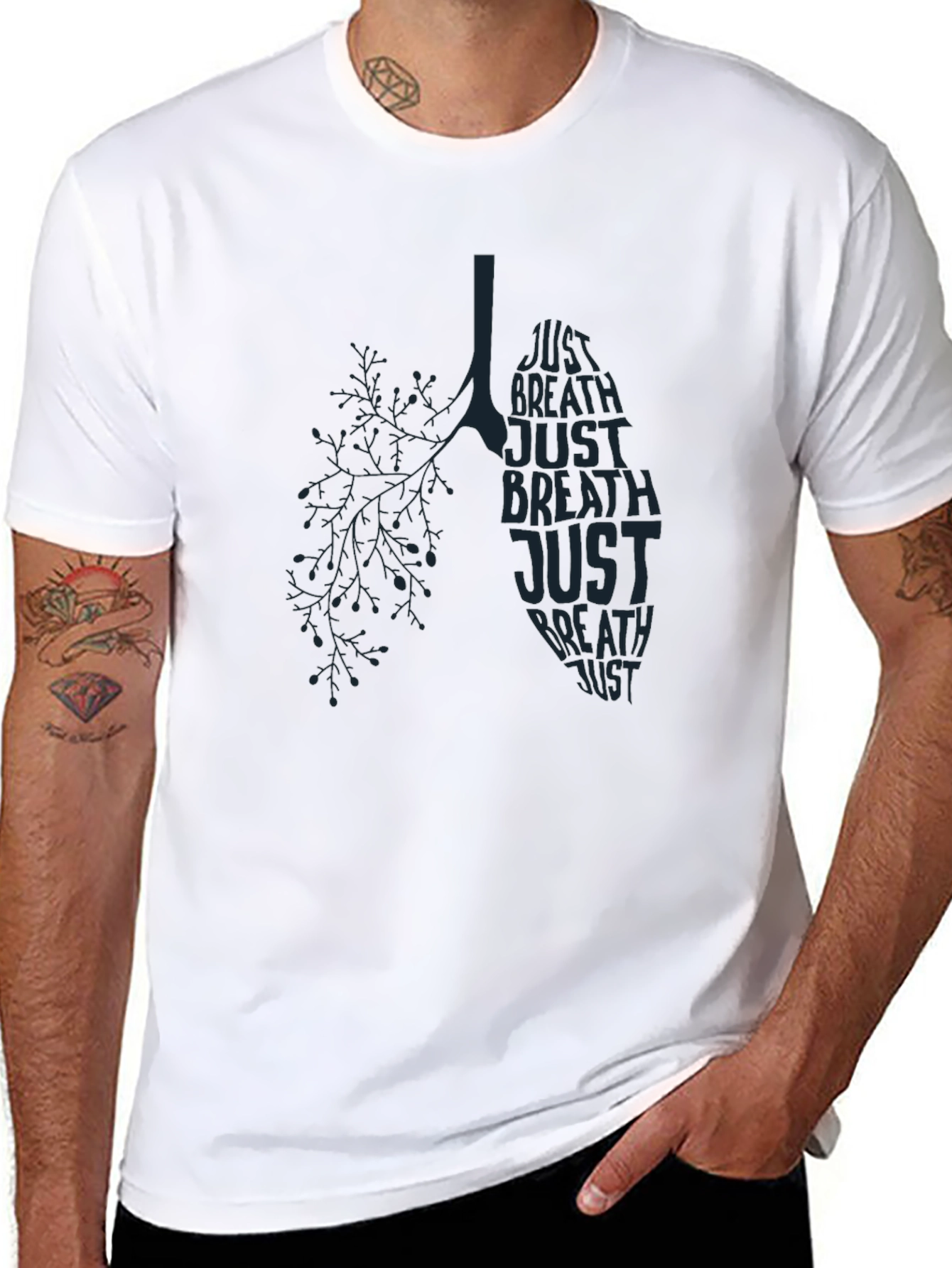 Just Breathe Lung Graphic T-Shirt - Mens