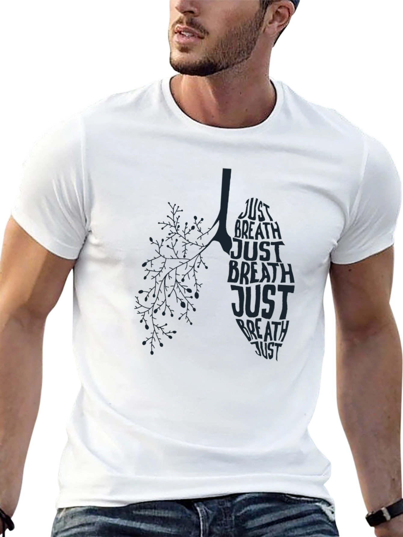 Just Breathe Lung Graphic T-Shirt - Mens