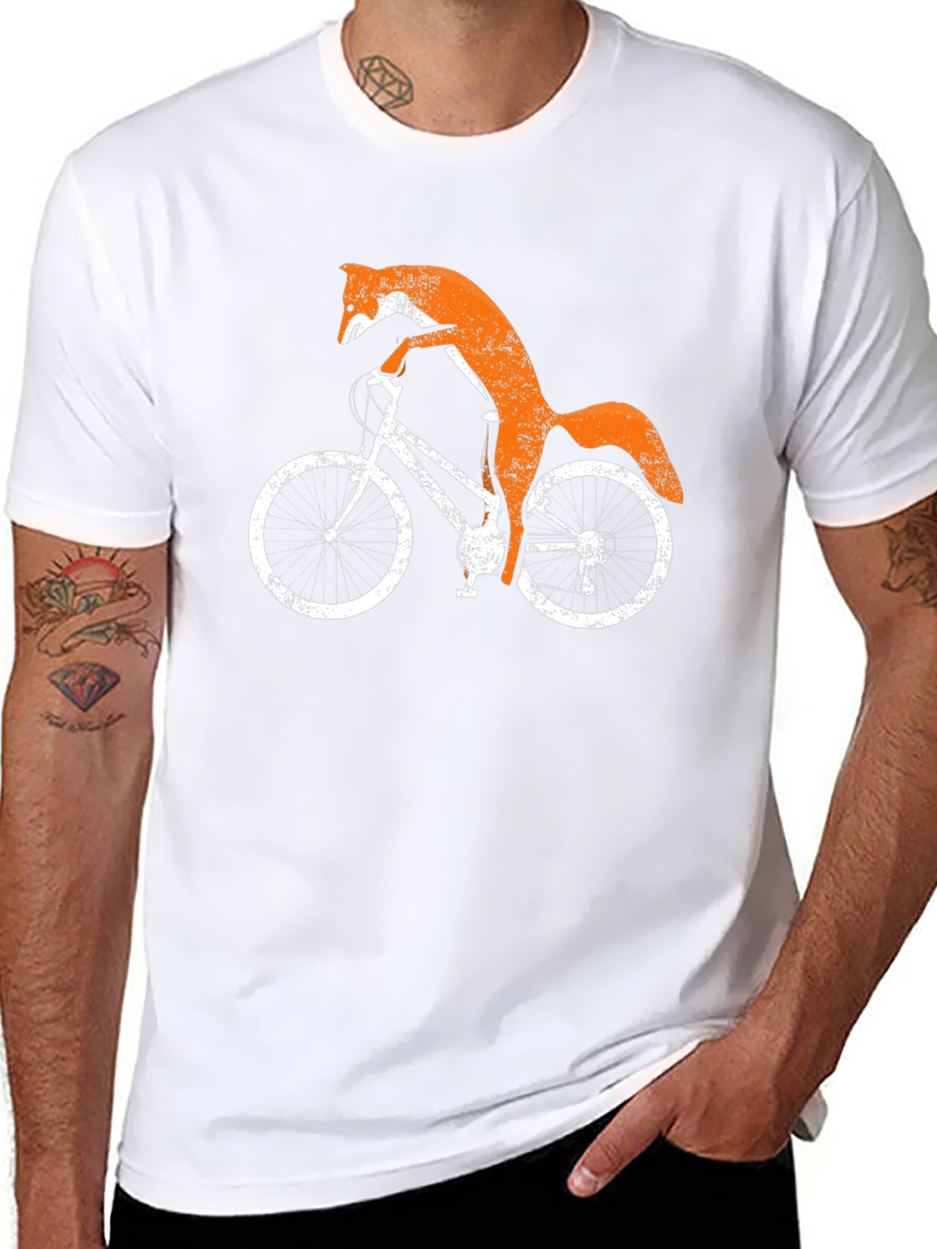 Fox on Bike Graphic Tee - Black