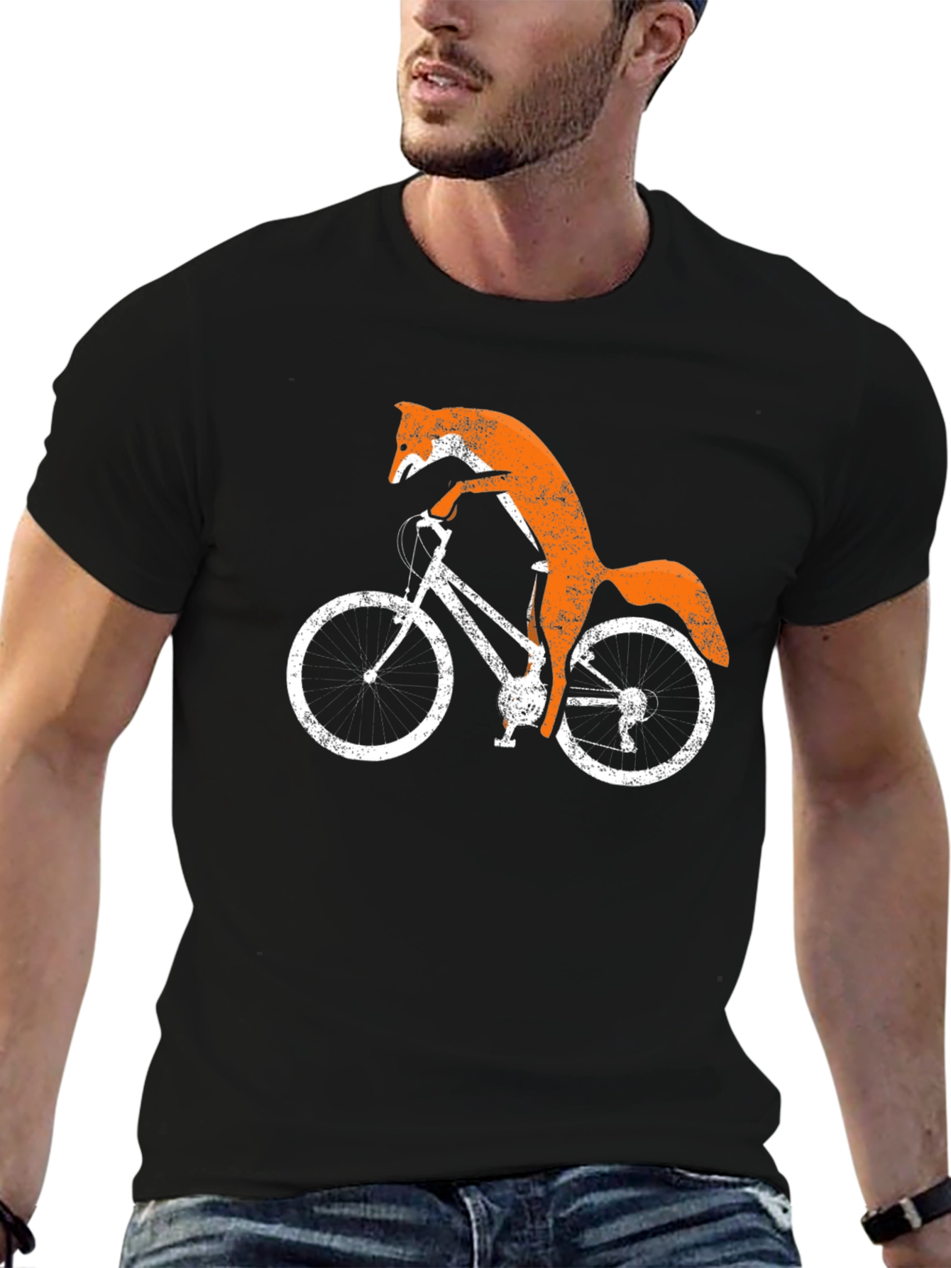 Fox on Bike Graphic Tee - Black