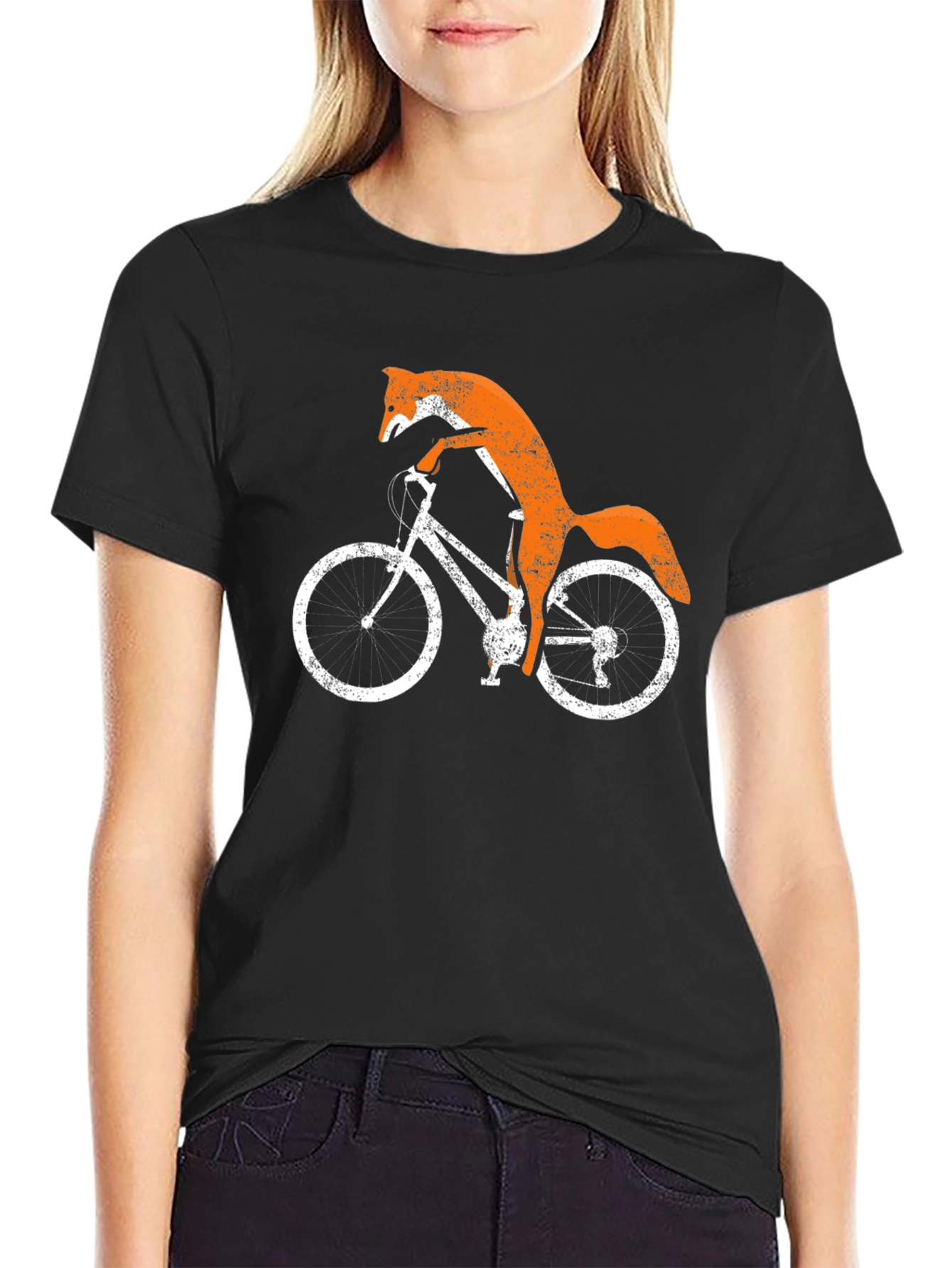 Fox on Bike Graphic Tee - Black