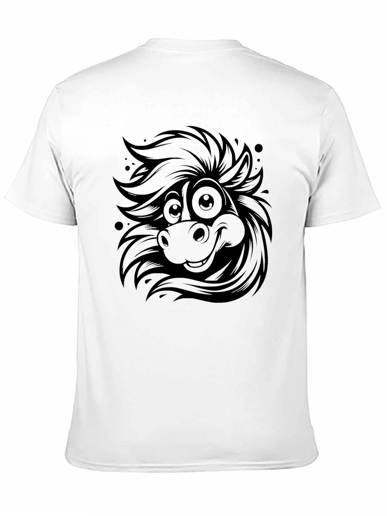 Cartoon Horse Tee - Quirky Black Graphic T-Shirt