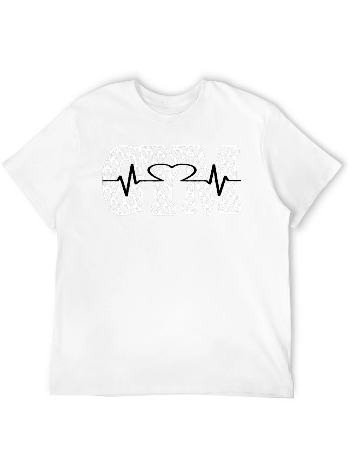 GYM Patterned Text Black T-Shirt