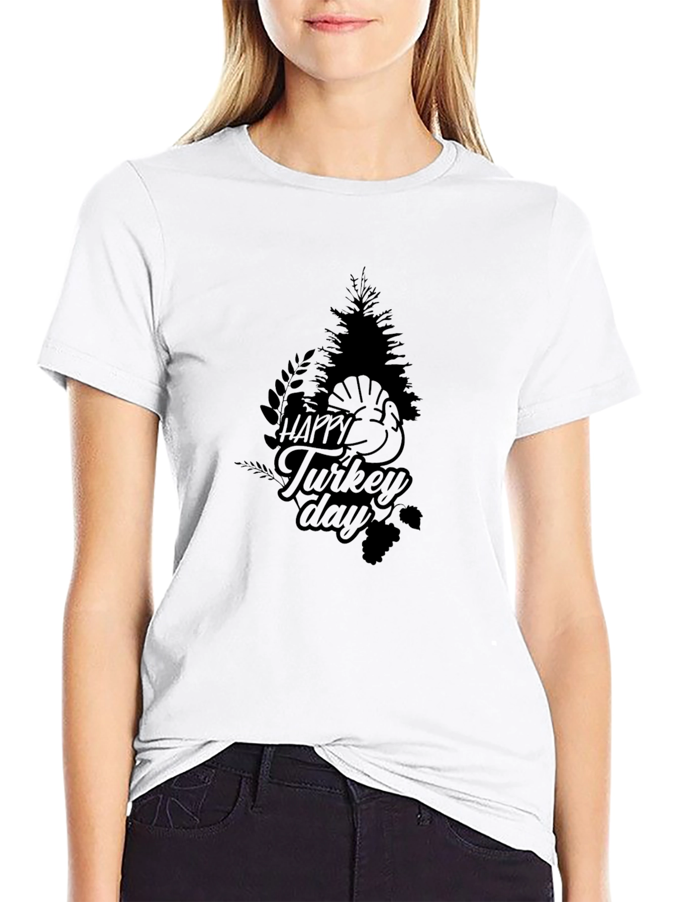 Happy Turkey Day Graphic Tee - Black