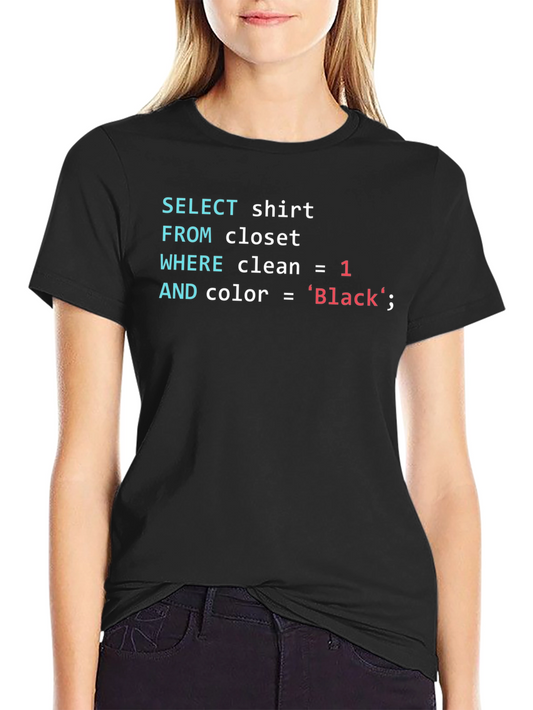 SQL Coder T-Shirt - Black Cotton Programmer Tee