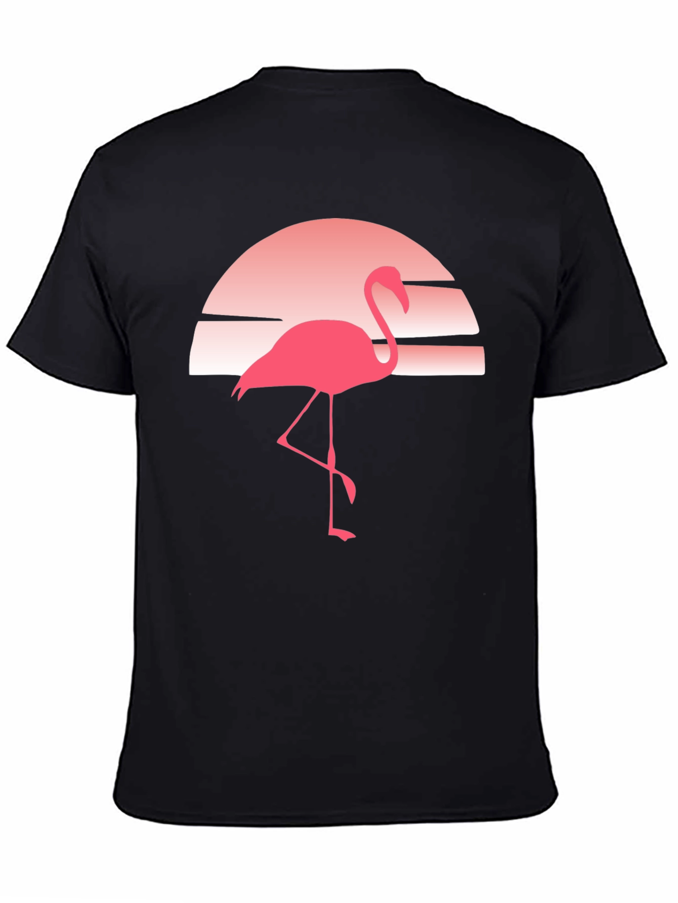 Retro Flamingo Graphic Tee - Soft Black T-Shirt