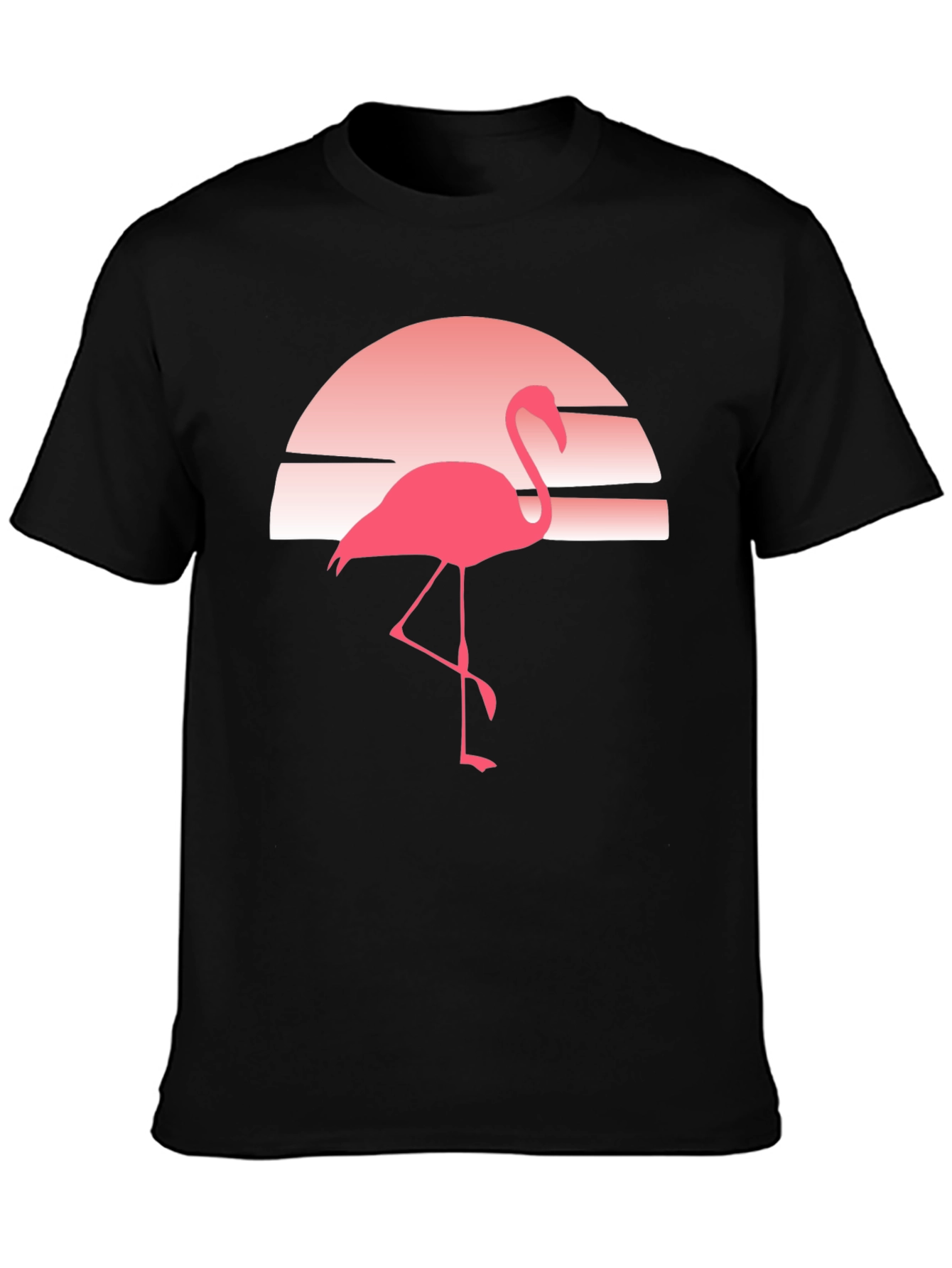 Retro Flamingo Graphic Tee - Soft Black T-Shirt