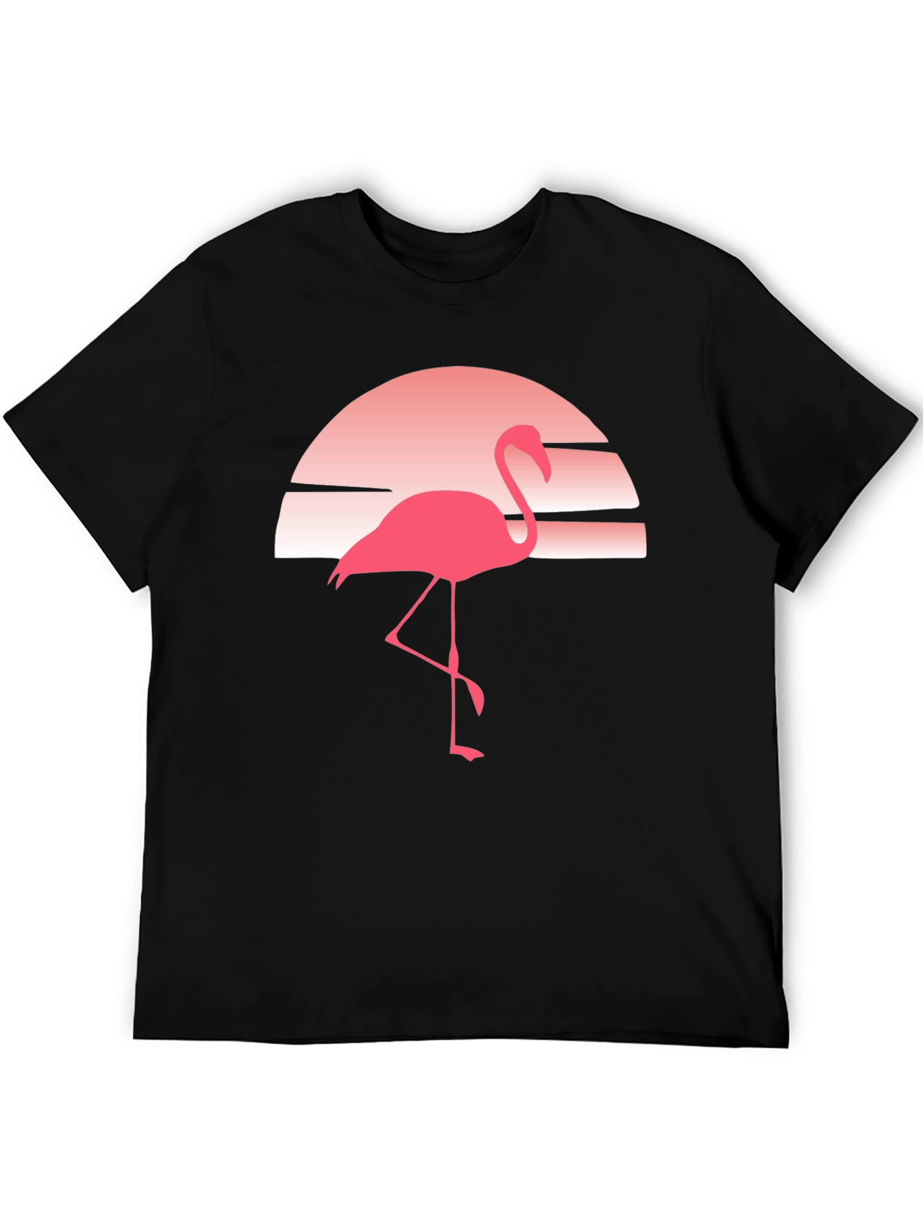 Retro Flamingo Graphic Tee - Soft Black T-Shirt