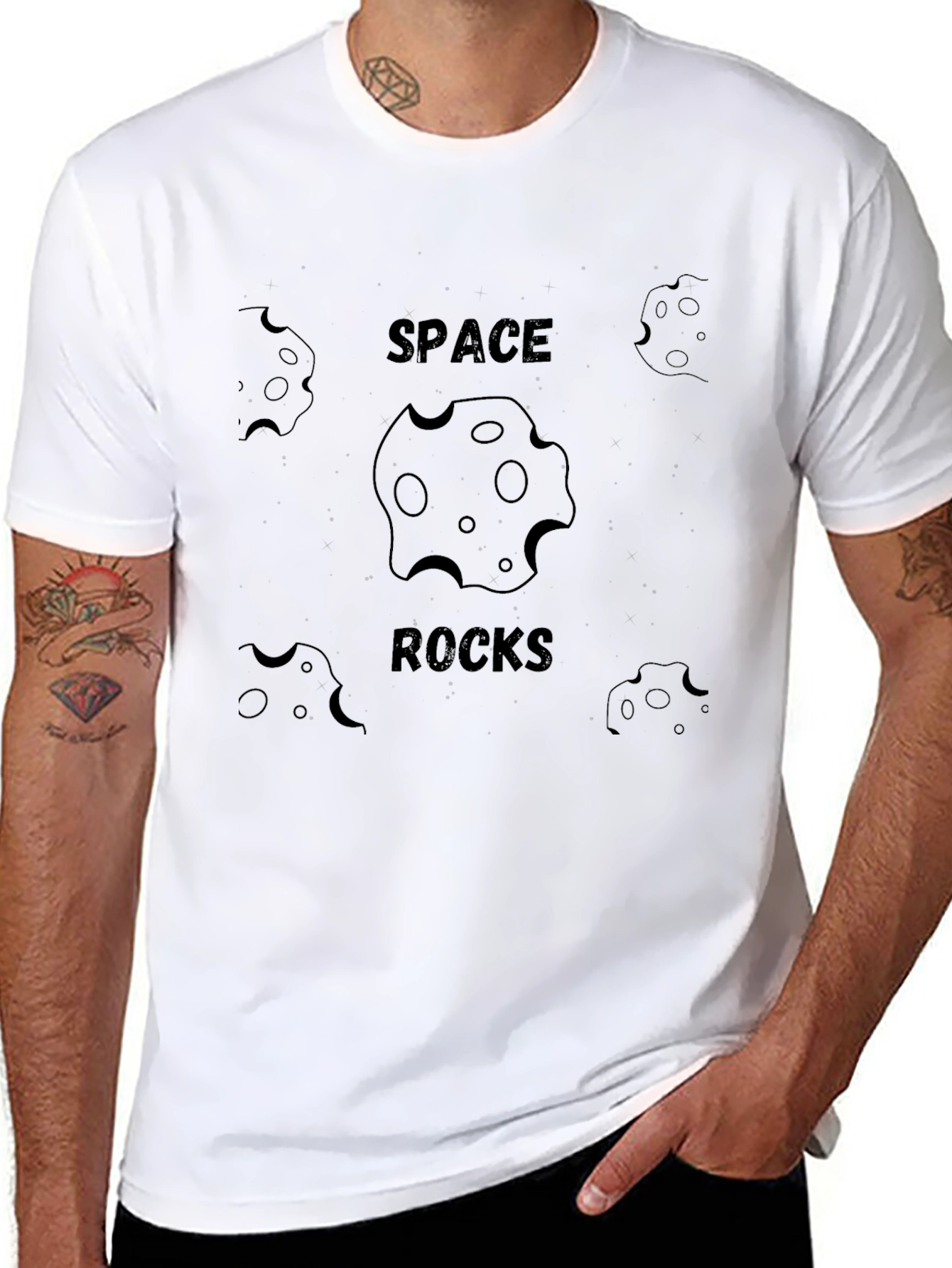 Space Rocks Graphic Tee - Trendy Mens T-Shirt