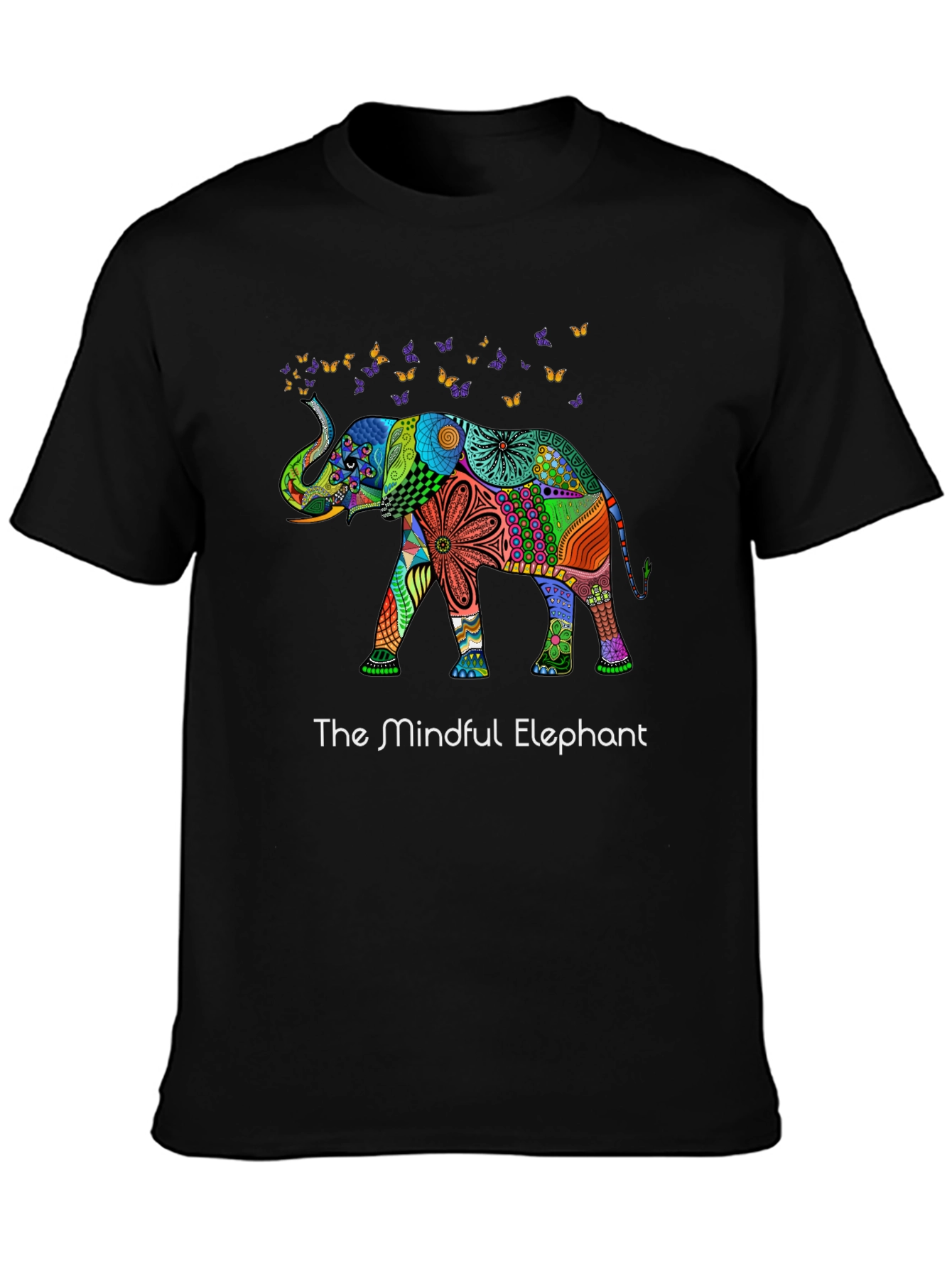 Mindful Elephant Graphic T-Shirt - Stylish Black Tee