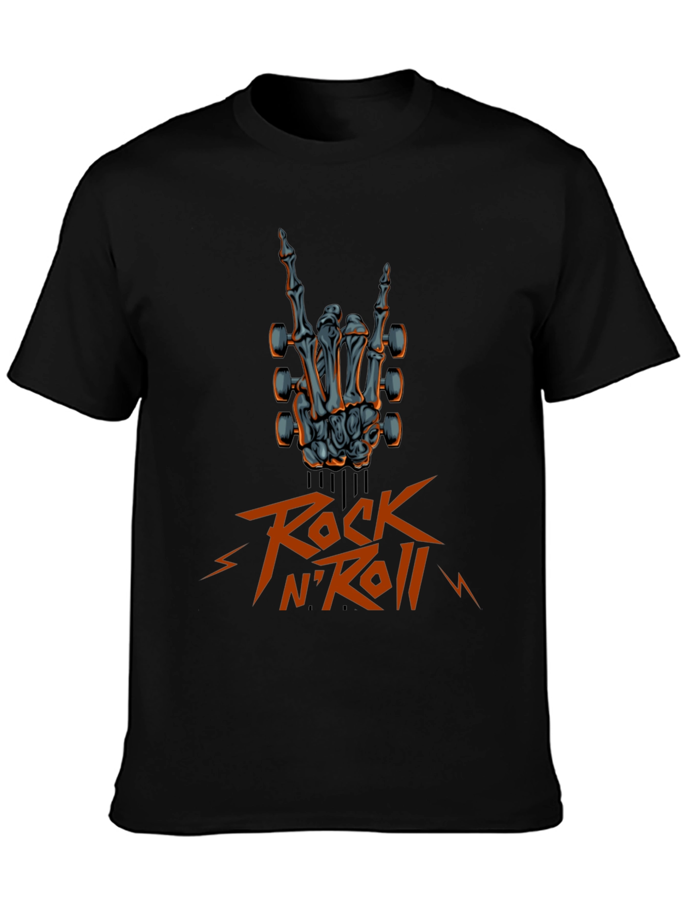 Rock N Roll Skeleton Hand Guitar T-Shirt