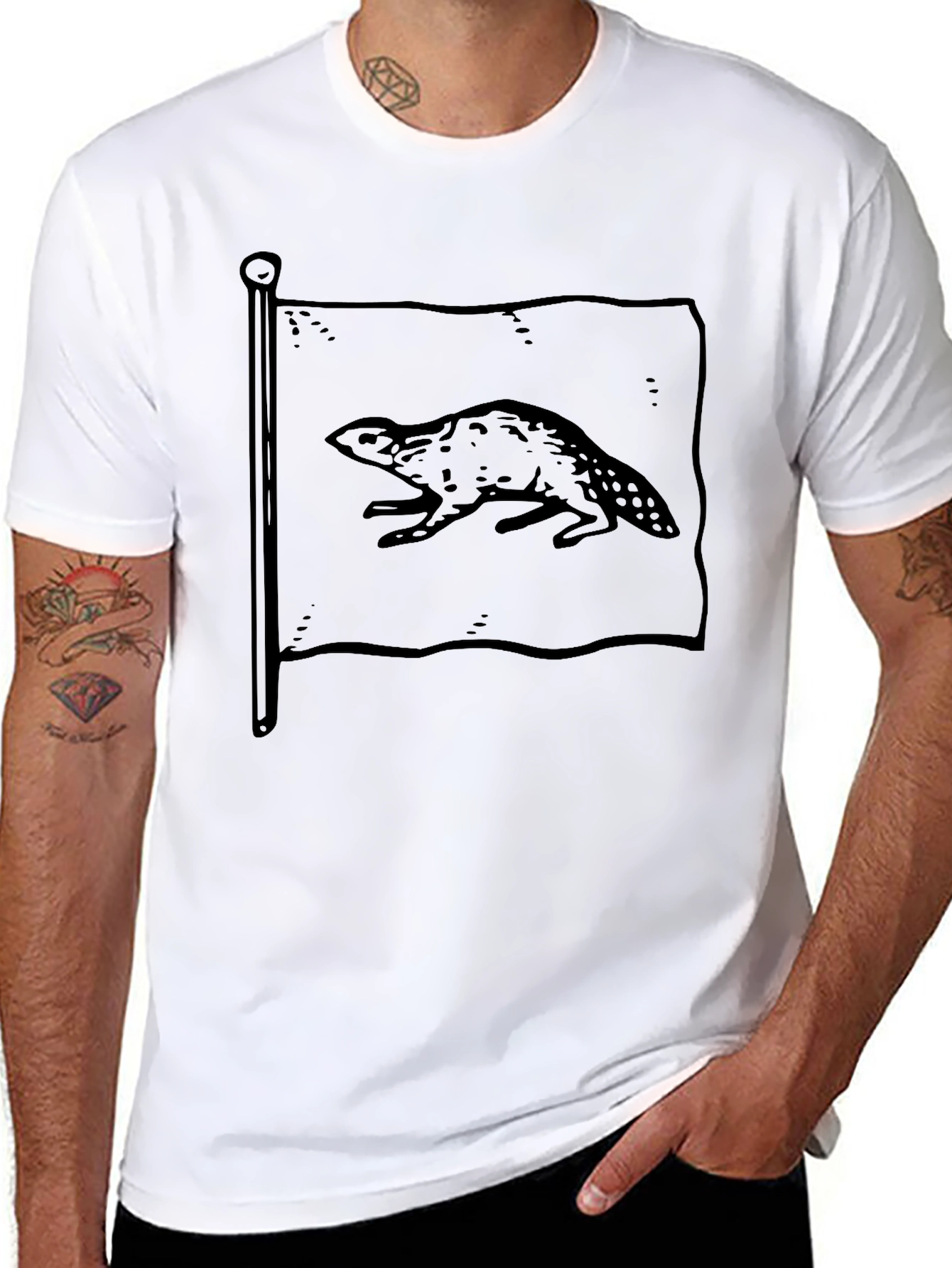 Beaver Flag Graphic Tee - Unisex Black T-Shirt