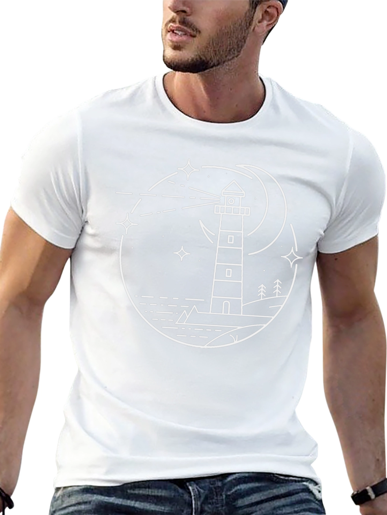 Lighthouse Night Sky Graphic Tee