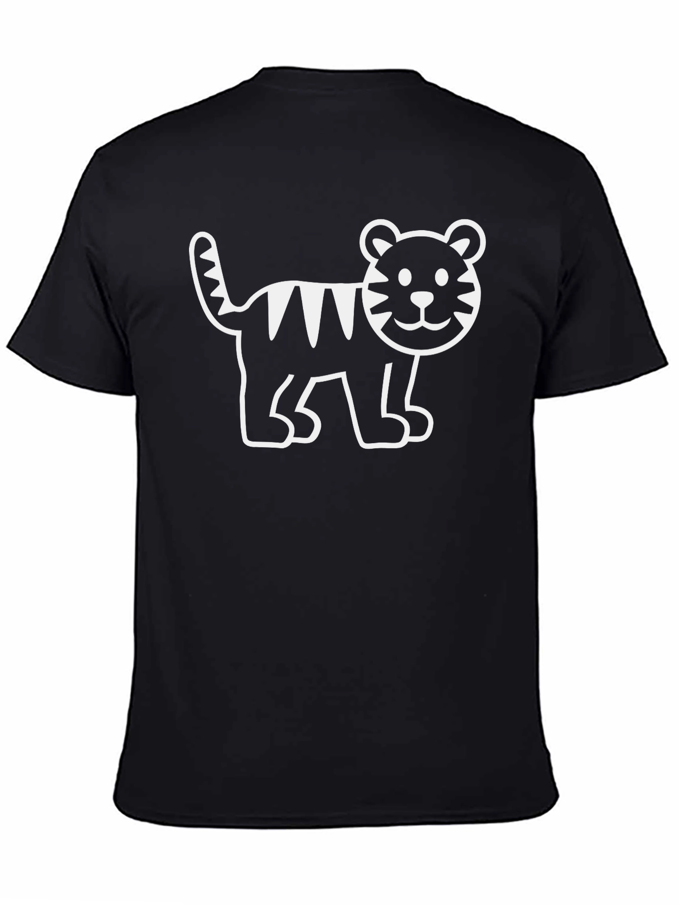 Cute Cartoon Tiger Graphic Black T-Shirt