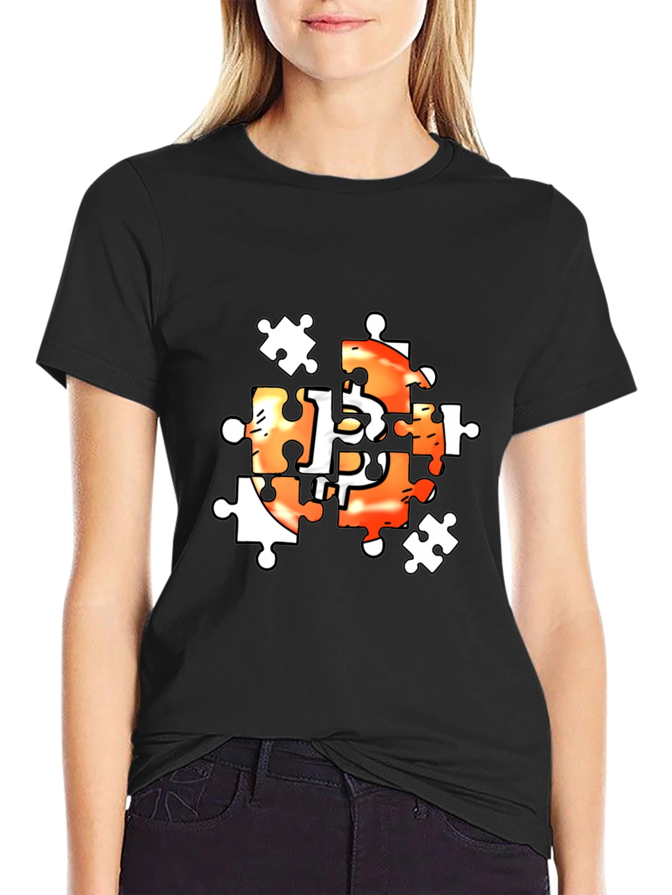 Puzzle Piece Graphic Tee - Black