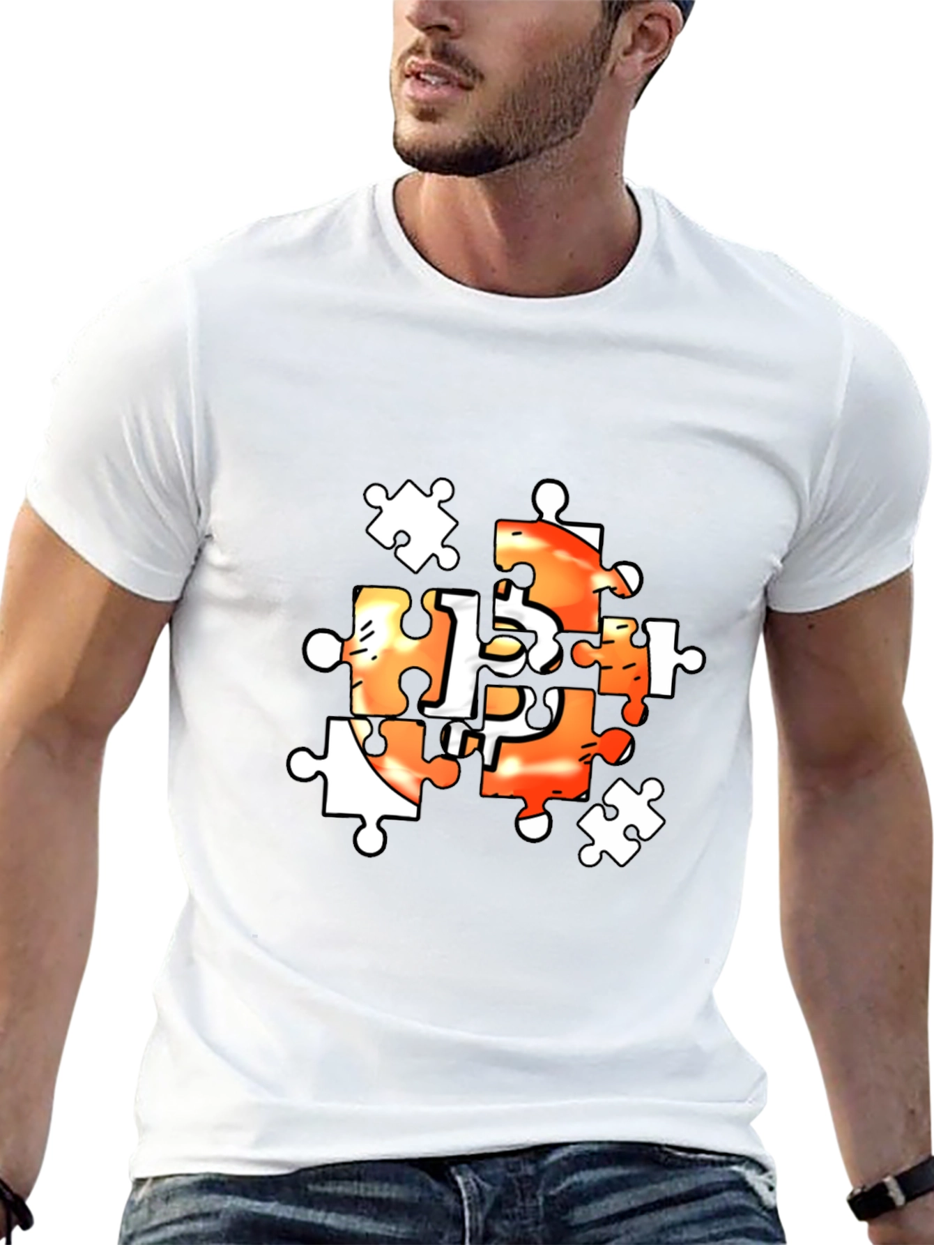 Puzzle Piece Graphic Tee - Black
