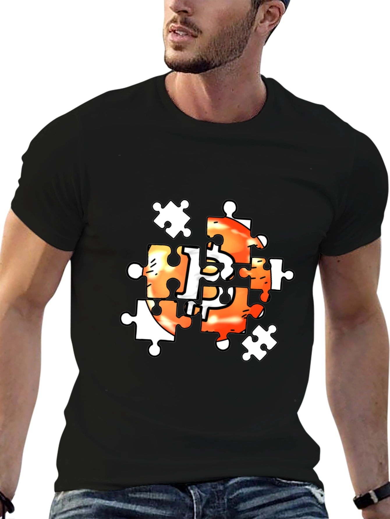 Puzzle Piece Graphic Tee - Black