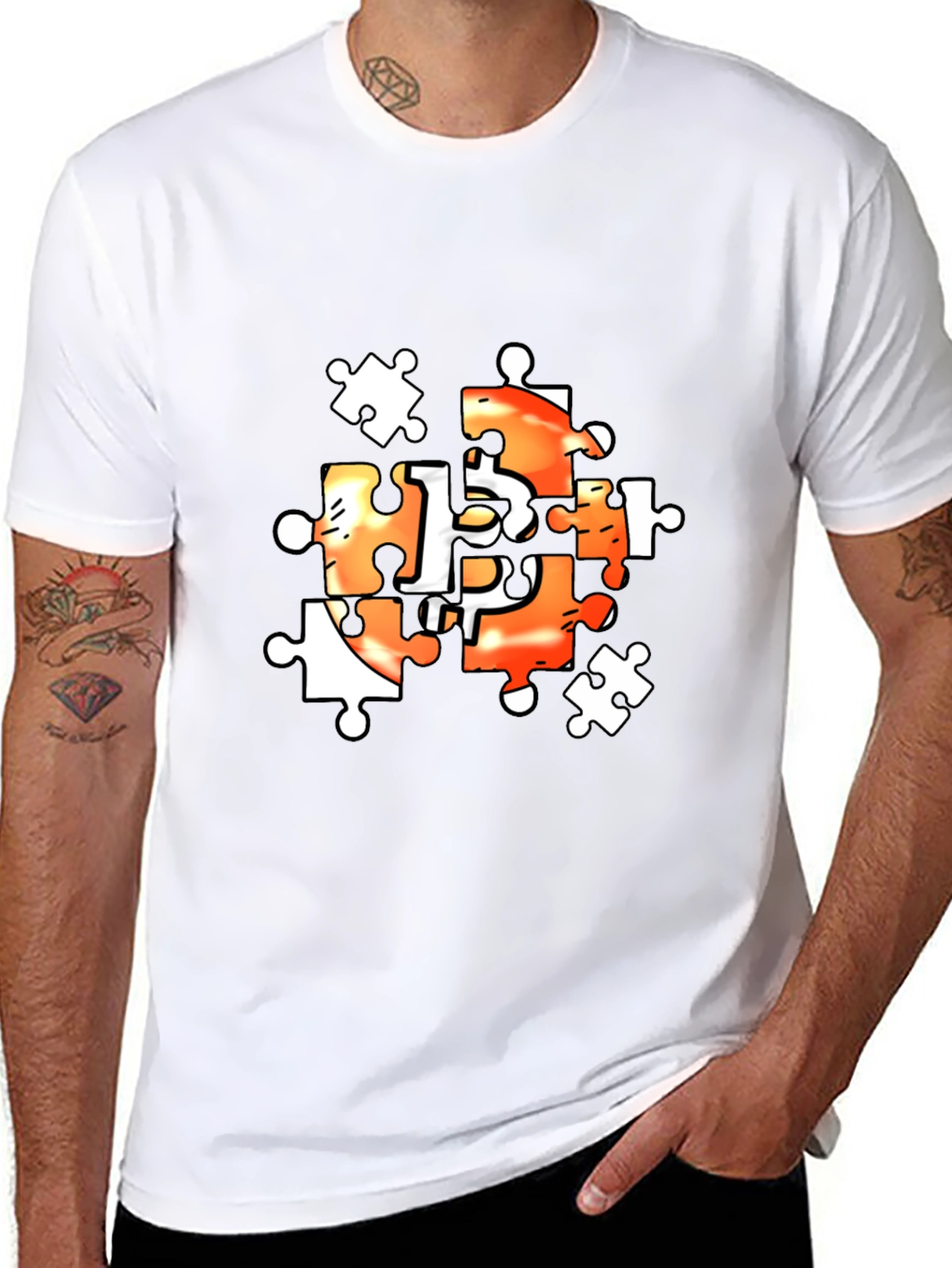 Puzzle Piece Graphic Tee - Black
