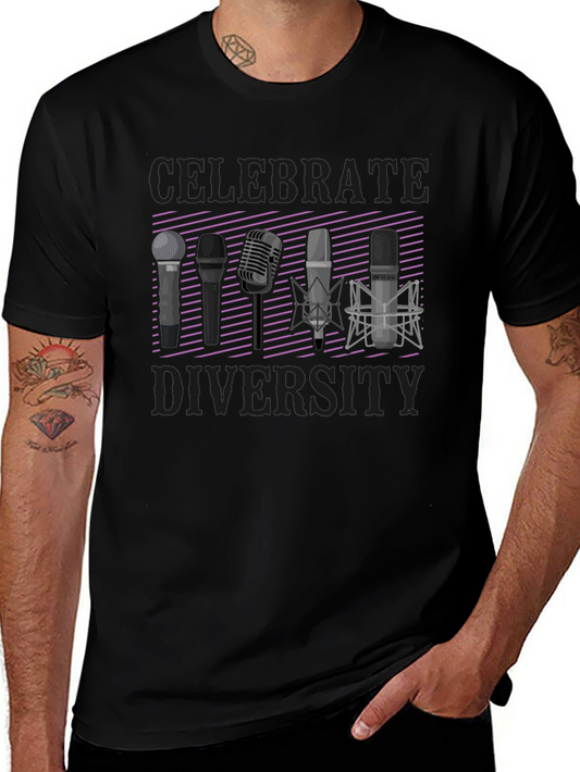 Celebrate Diversity T-Shirt: Microphone Graphic Tee