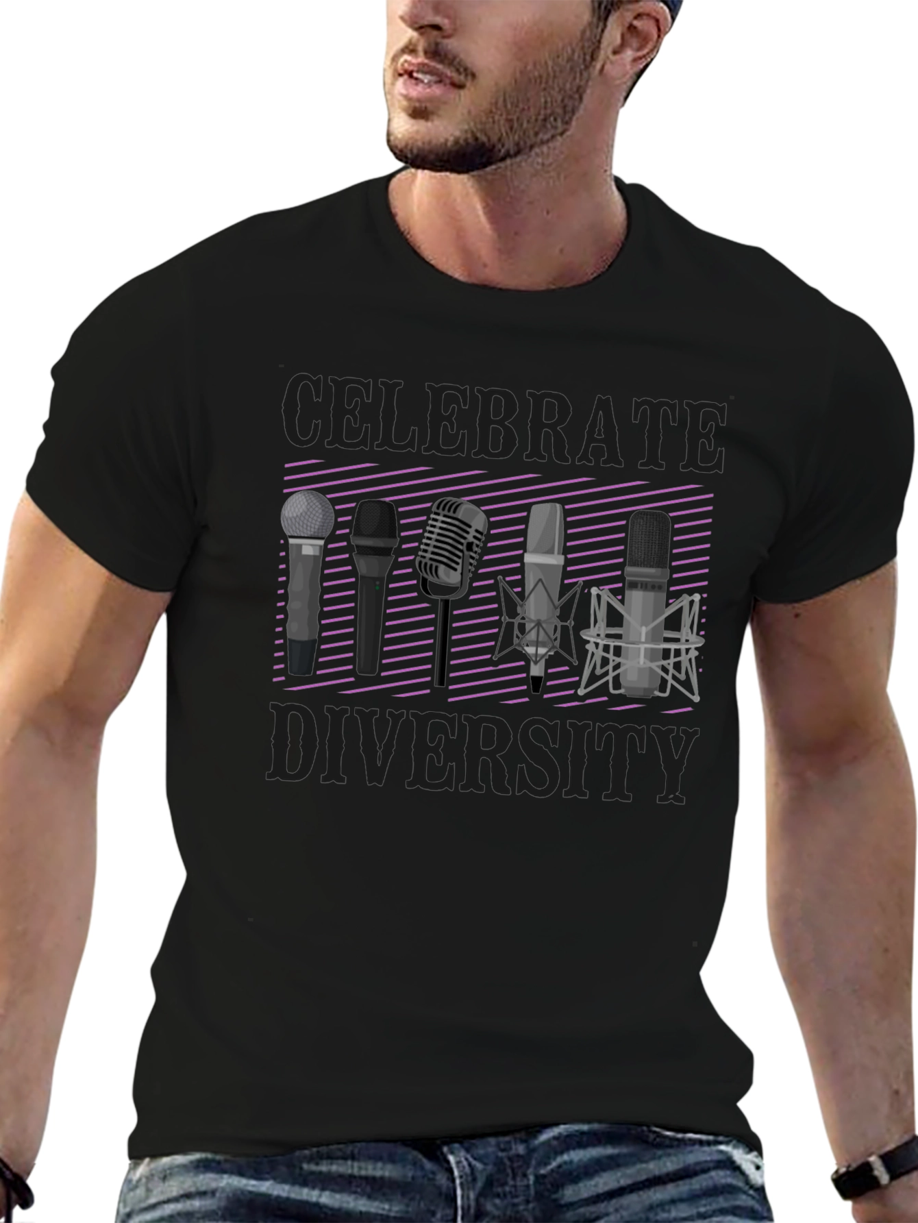 Celebrate Diversity T-Shirt: Microphone Graphic Tee